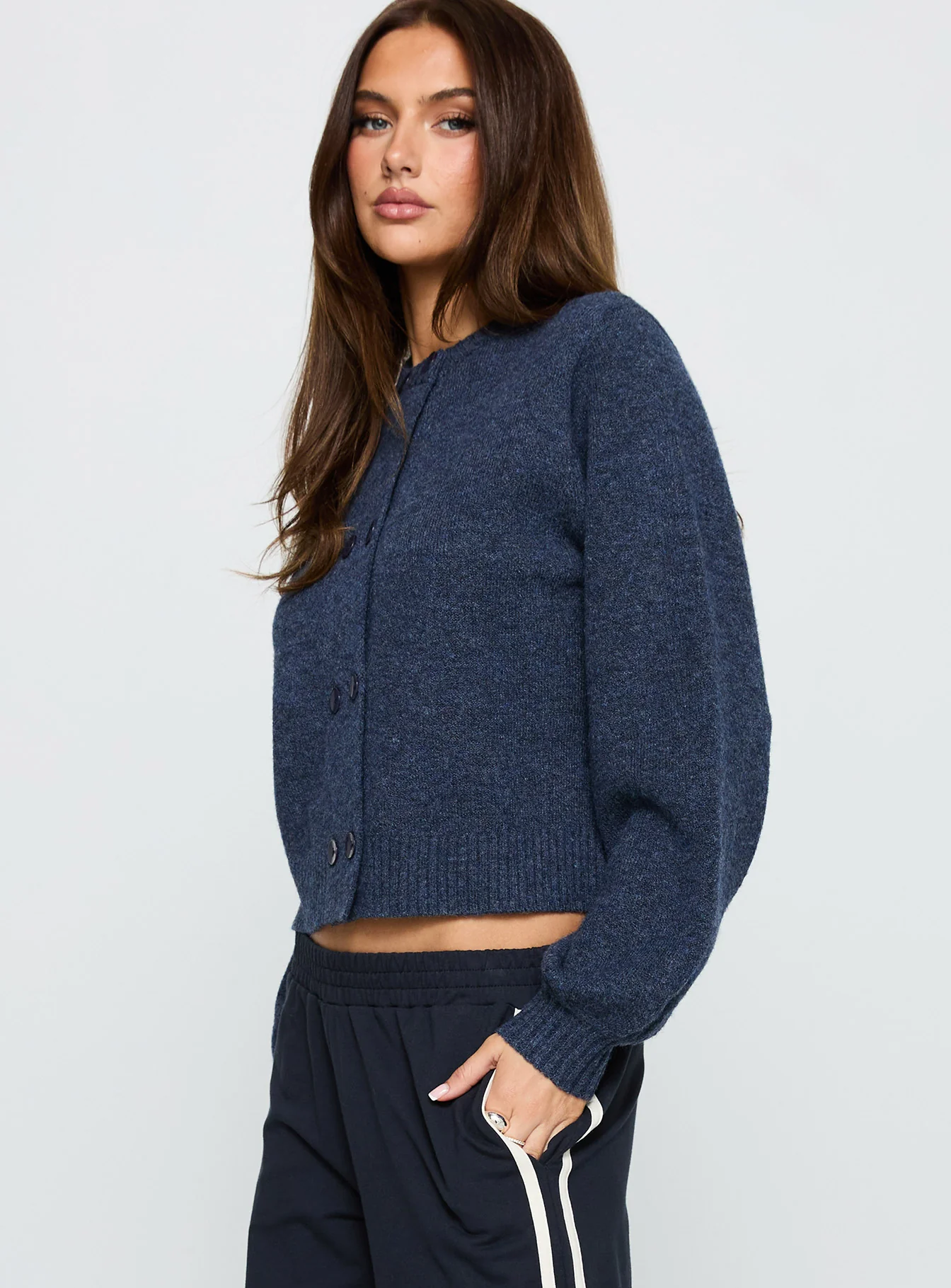 Kammi Button Up Cardigan Navy