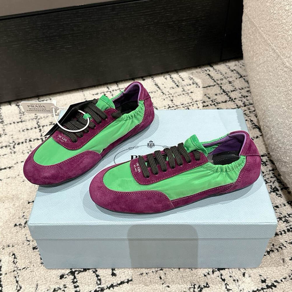 PRADA Collapse Re-Nylon and suede elasticized sneakers - Top Club