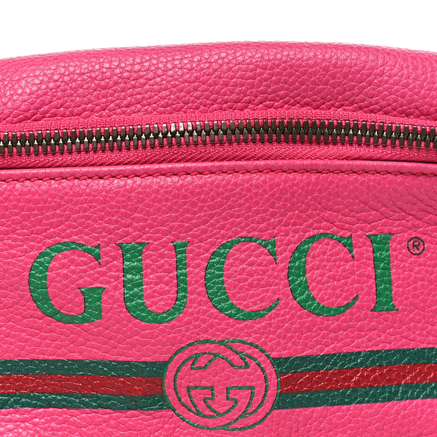 Grained Calfskin Small Logo Belt Bag Box Pink Green - Top Club