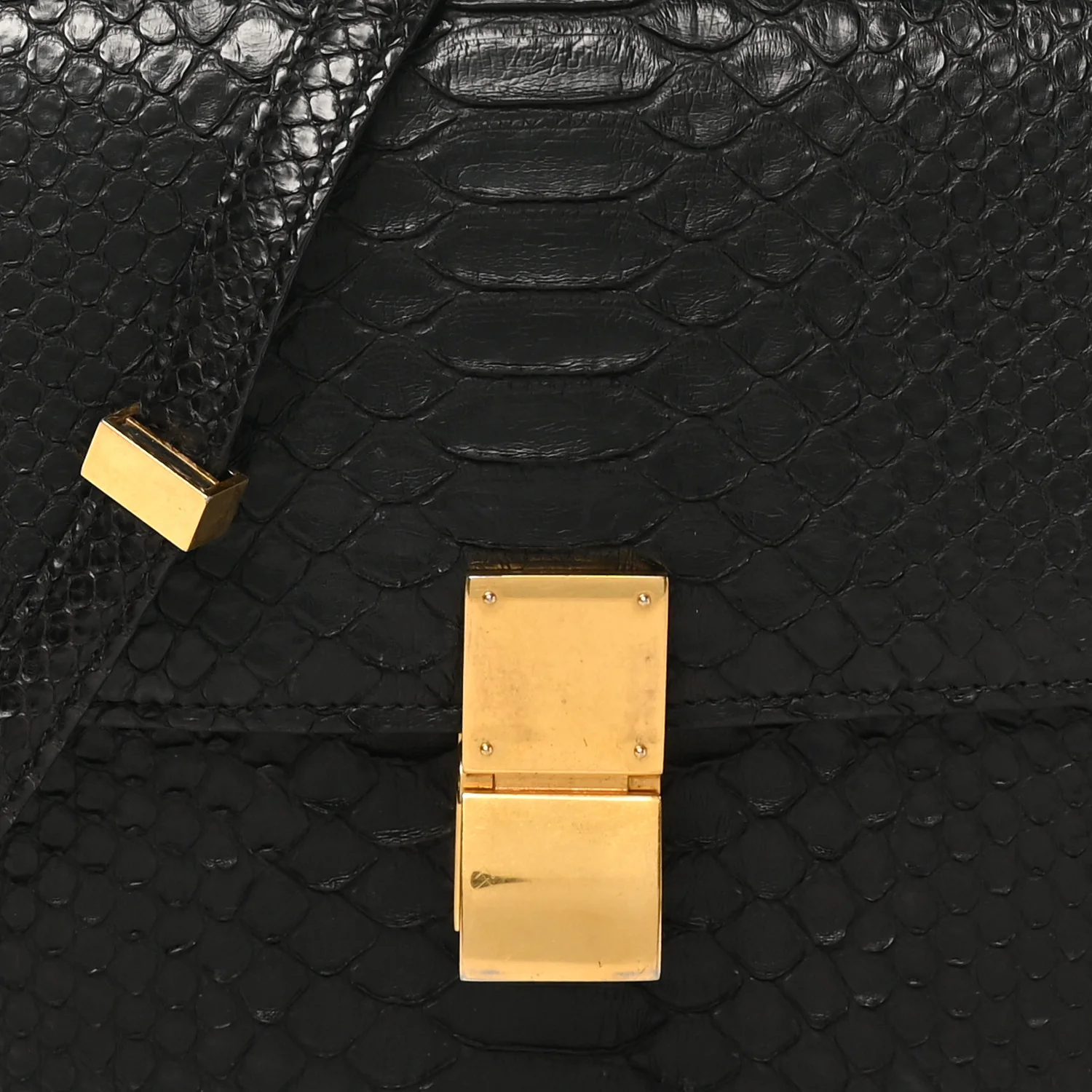 Snakeskin Medium Classic Box Flap Bag Black - Top Club