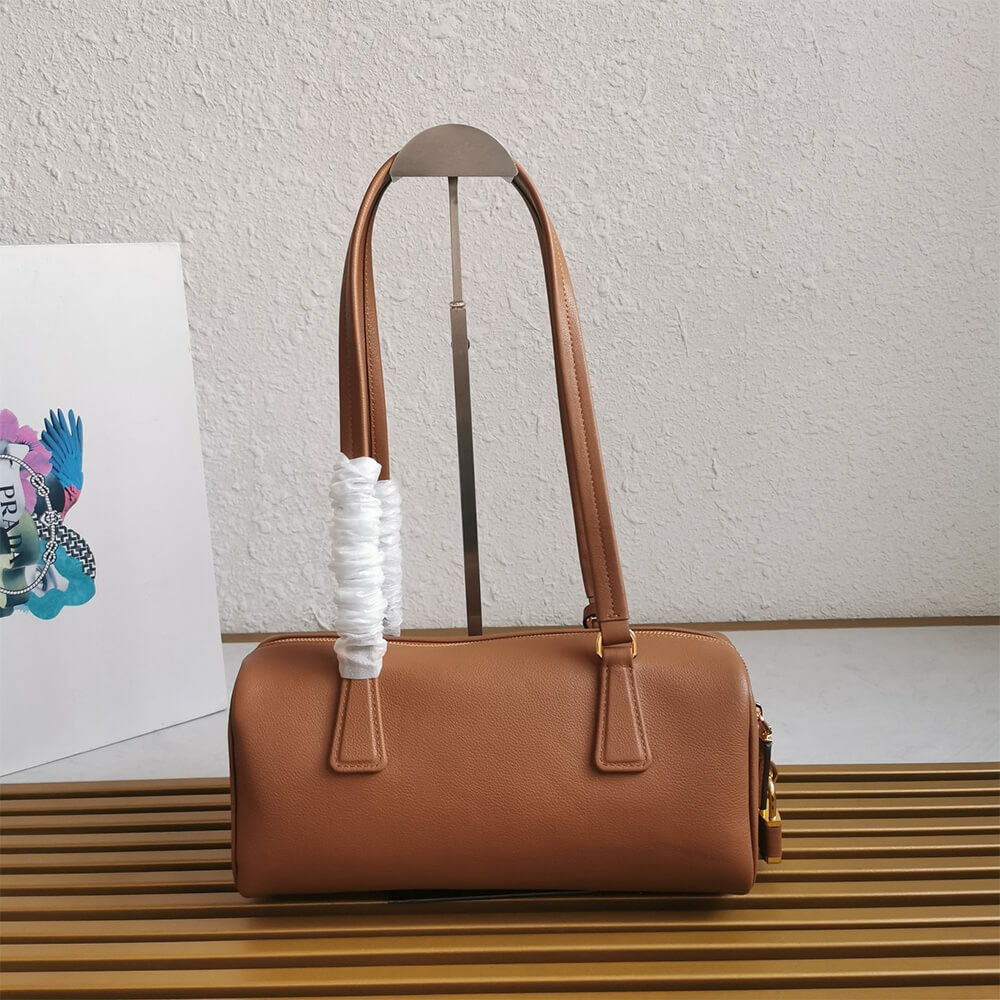 Prada Medium leather top-handle bag with padlock(high-end grade) - Top Club
