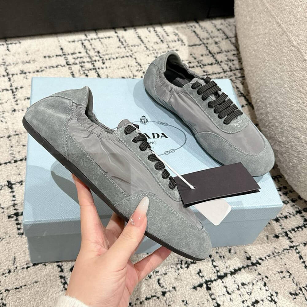 PRADA Collapse Re-Nylon and suede elasticized sneakers - Top Club