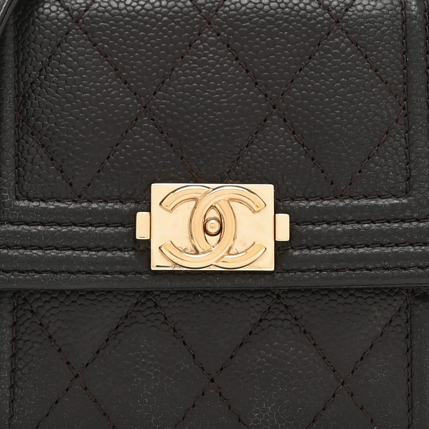 Caviar Quilted Boy Card Holder On Chain Black - Top Club