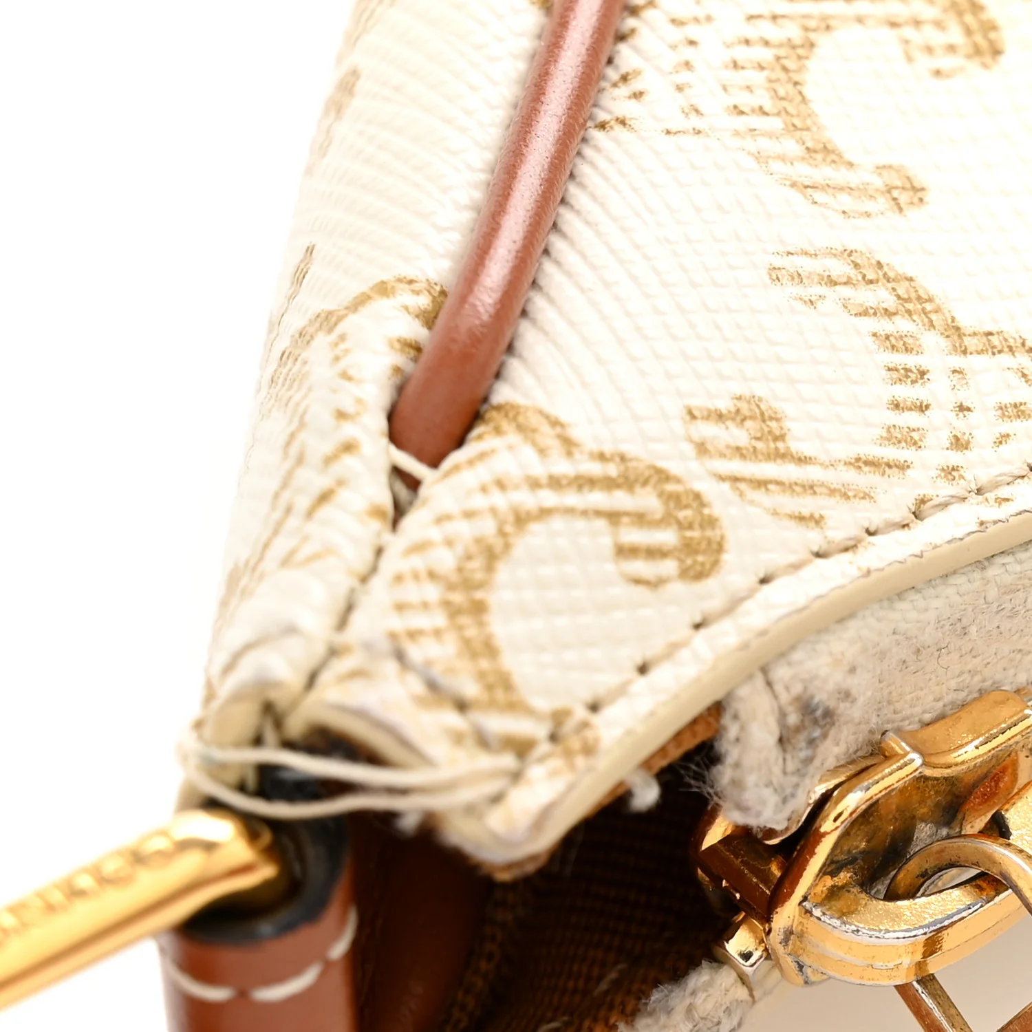 Canvas Calfskin Ava Triomphe Shoulder Bag White - Top Club