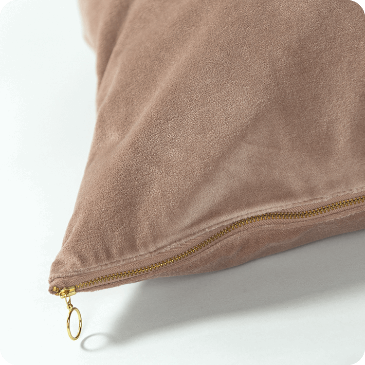 Kussen Goldzipper velours lightgold
