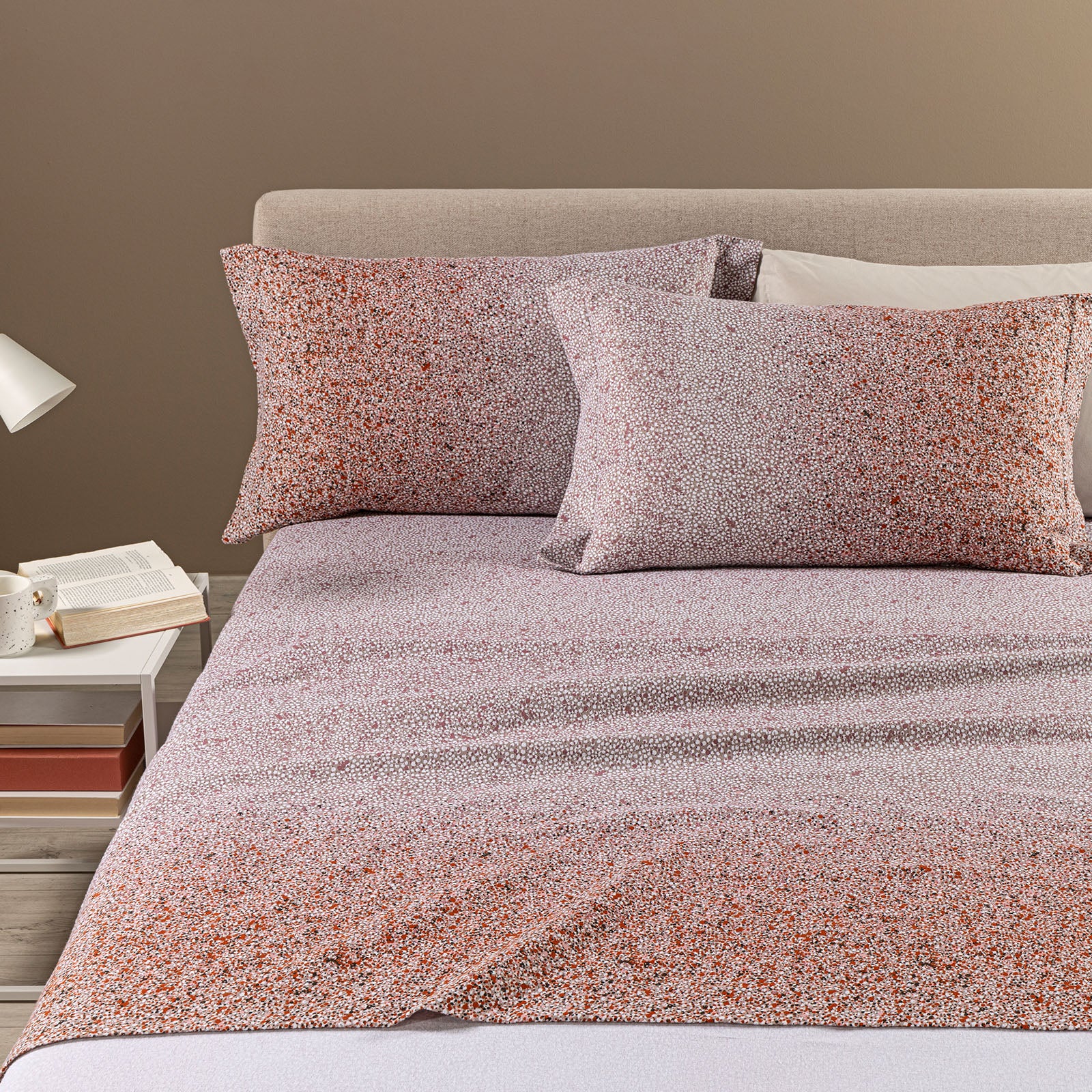 Completo Lenzuola In Flanella Bristol Flanella King Bordeaux Caleffi