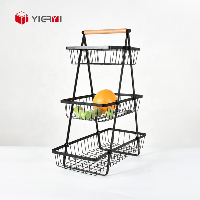 Tiered fruit and vegetable storage basket rack