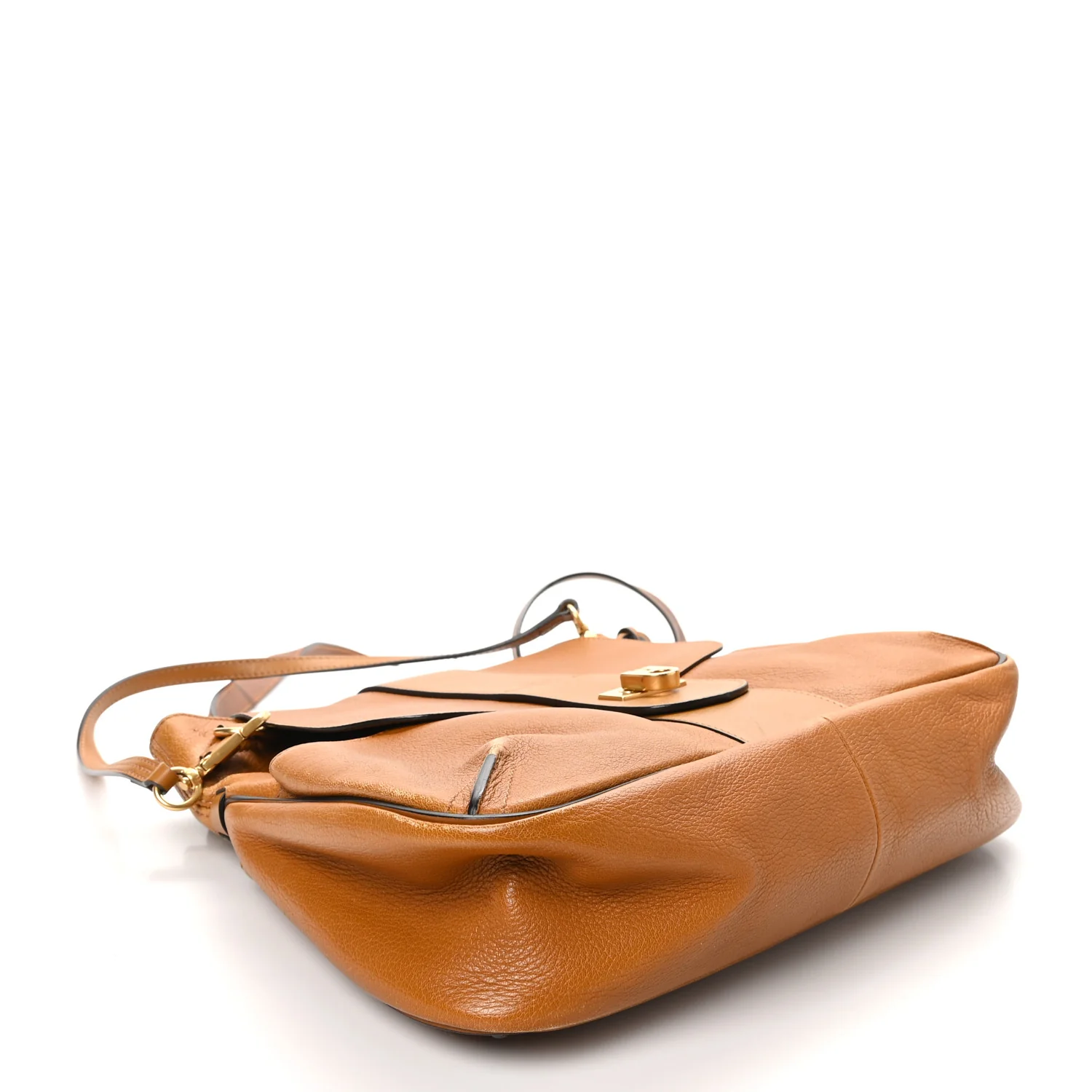 Grained Lambskin Medium Lexa Shoulder Bag Mustard Brown - Top Club