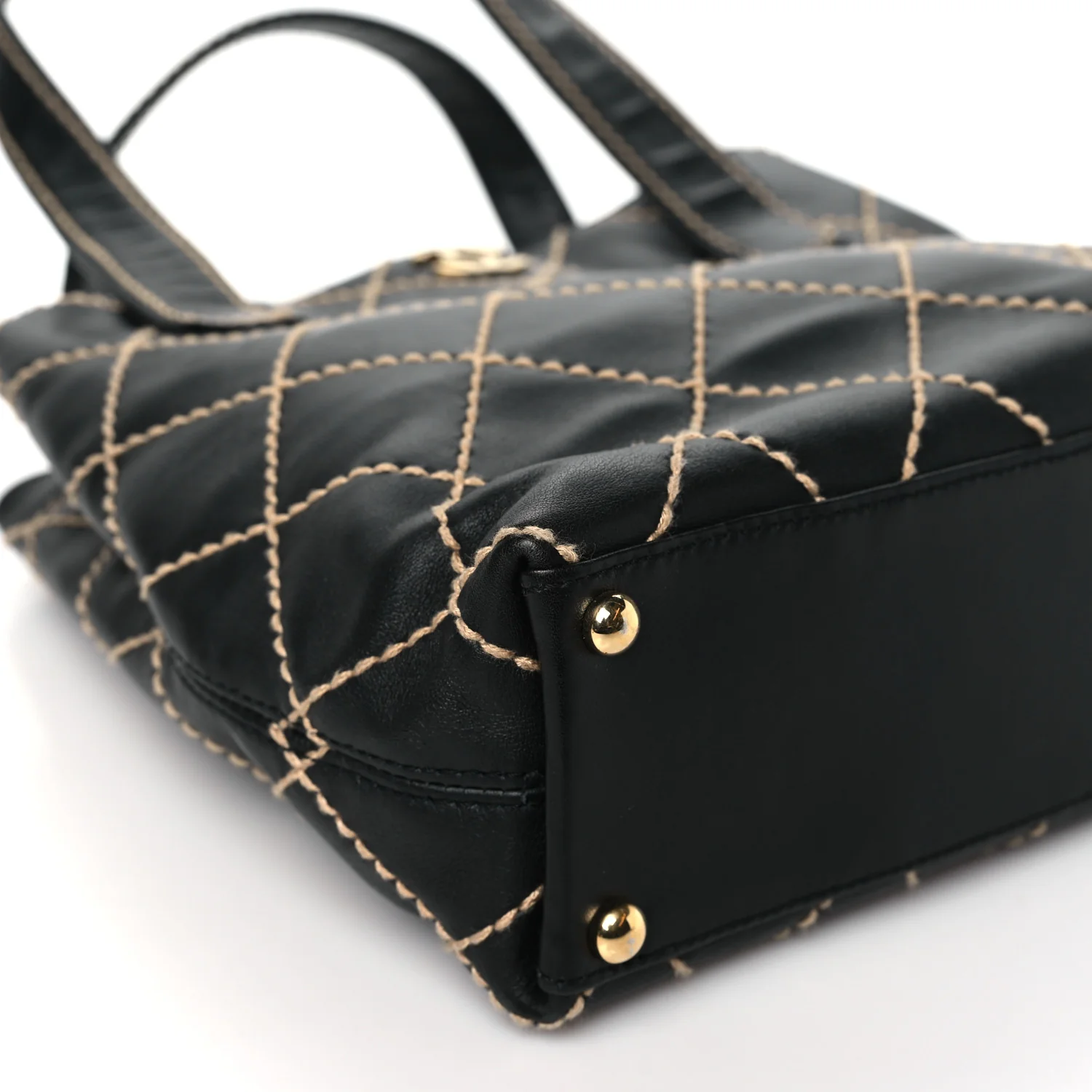 Calfskin Stitch Small Surpique Tote Black - Top Club