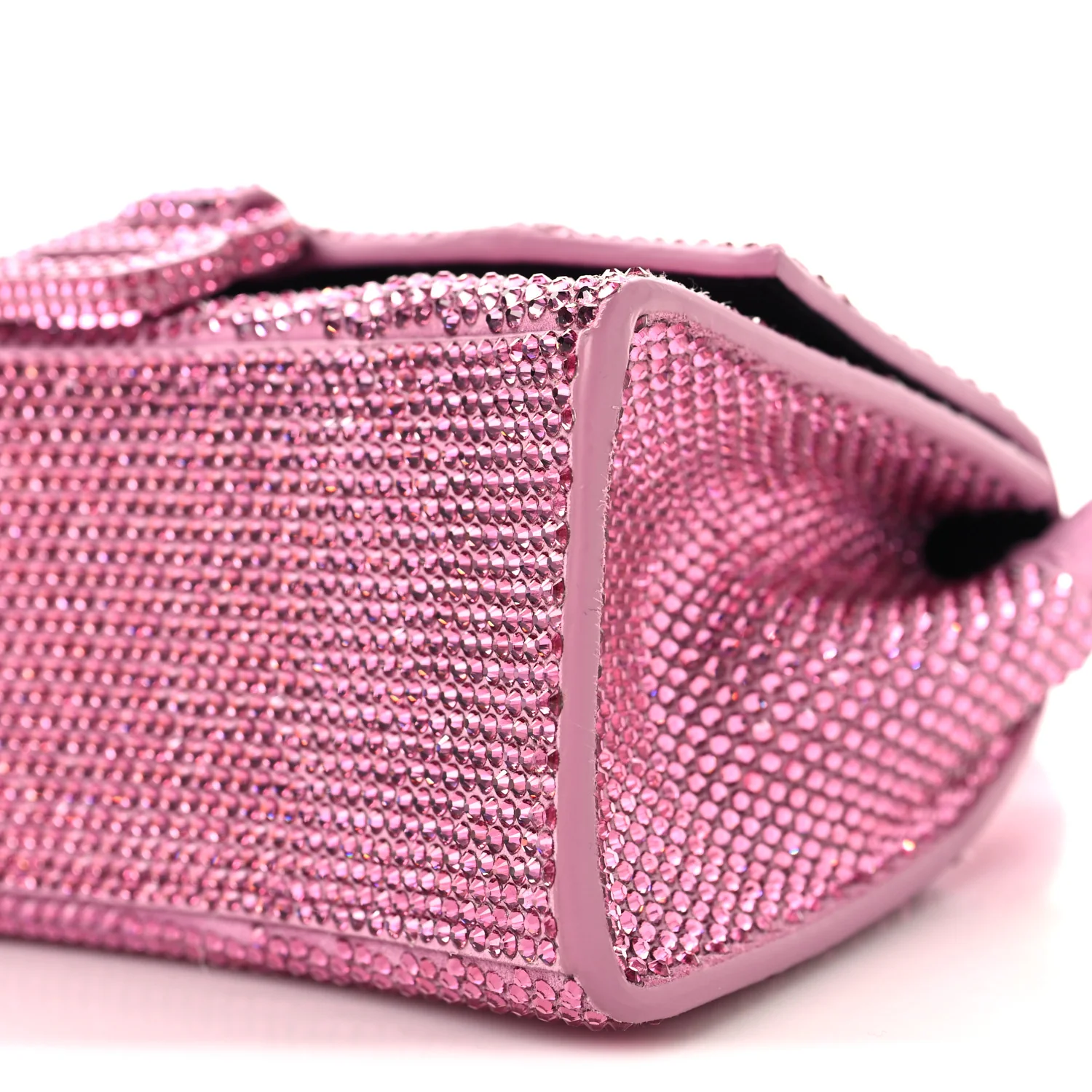Strass Suede Hourglass Top Handle Bag XS Pink - Top Club