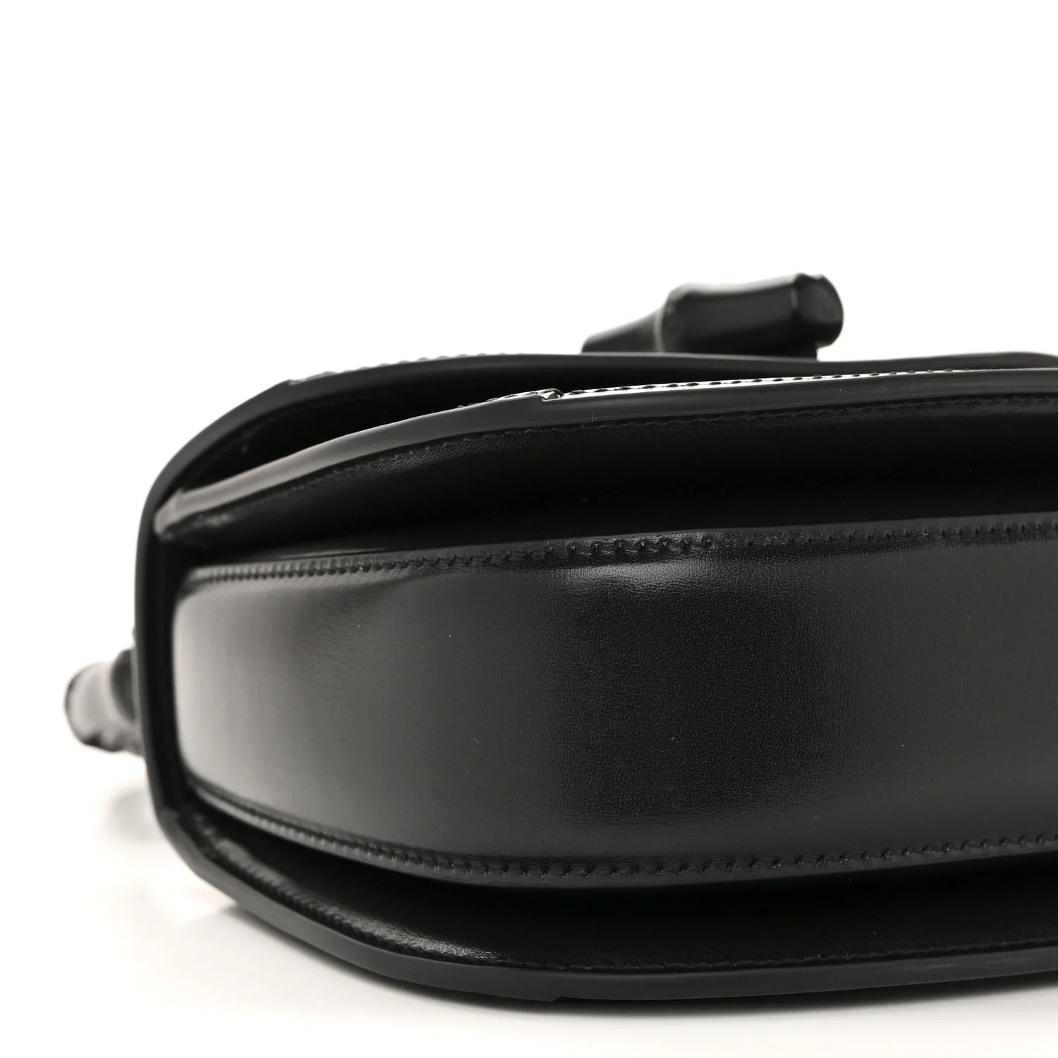 Moire Fabric Calfskin Rhinestone Monogram Monochrome Mini Bamboo 1947 Top Handle Chain Bag Black - Top Club