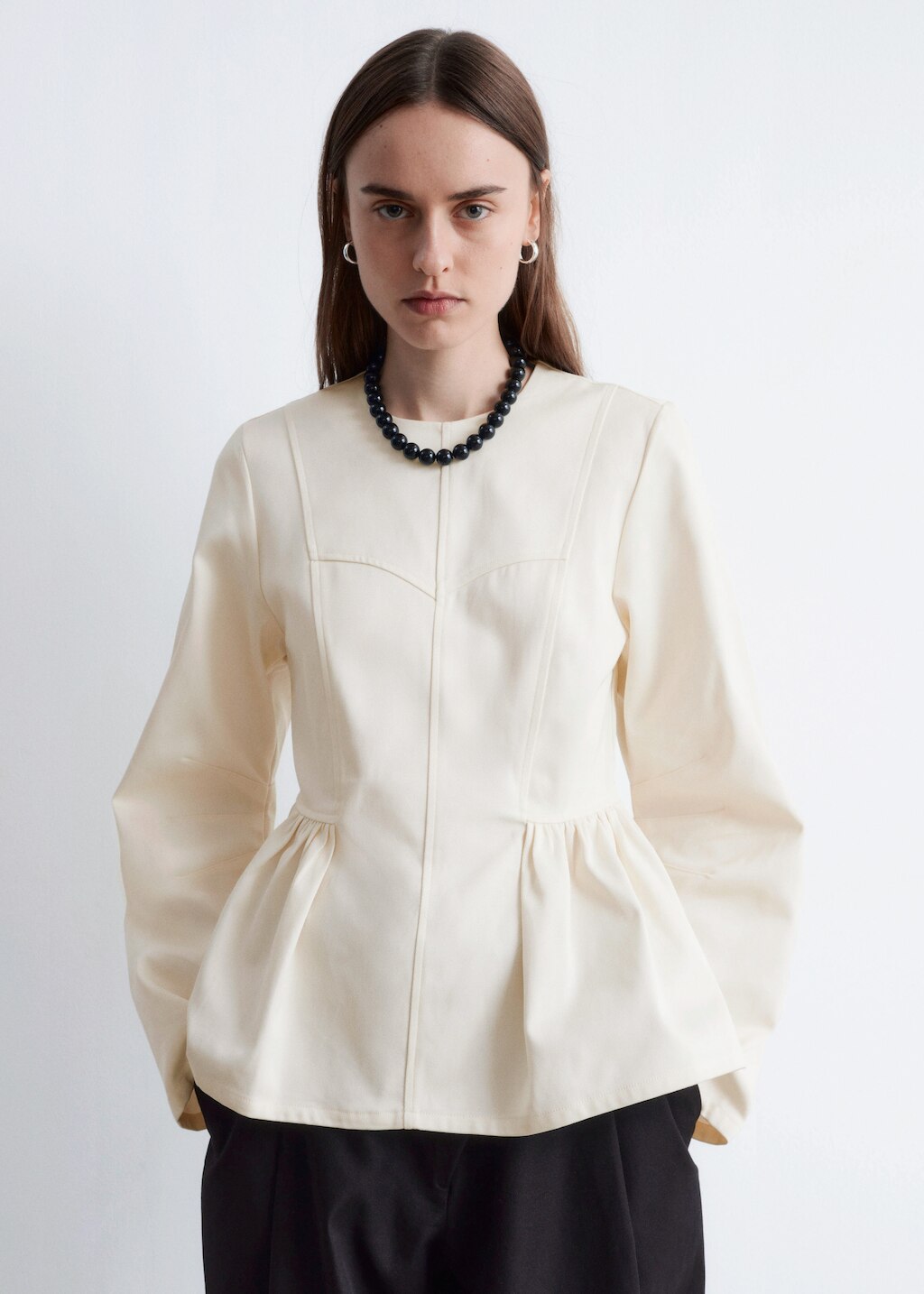 & Other Stories COTTON PEPLUM TOP