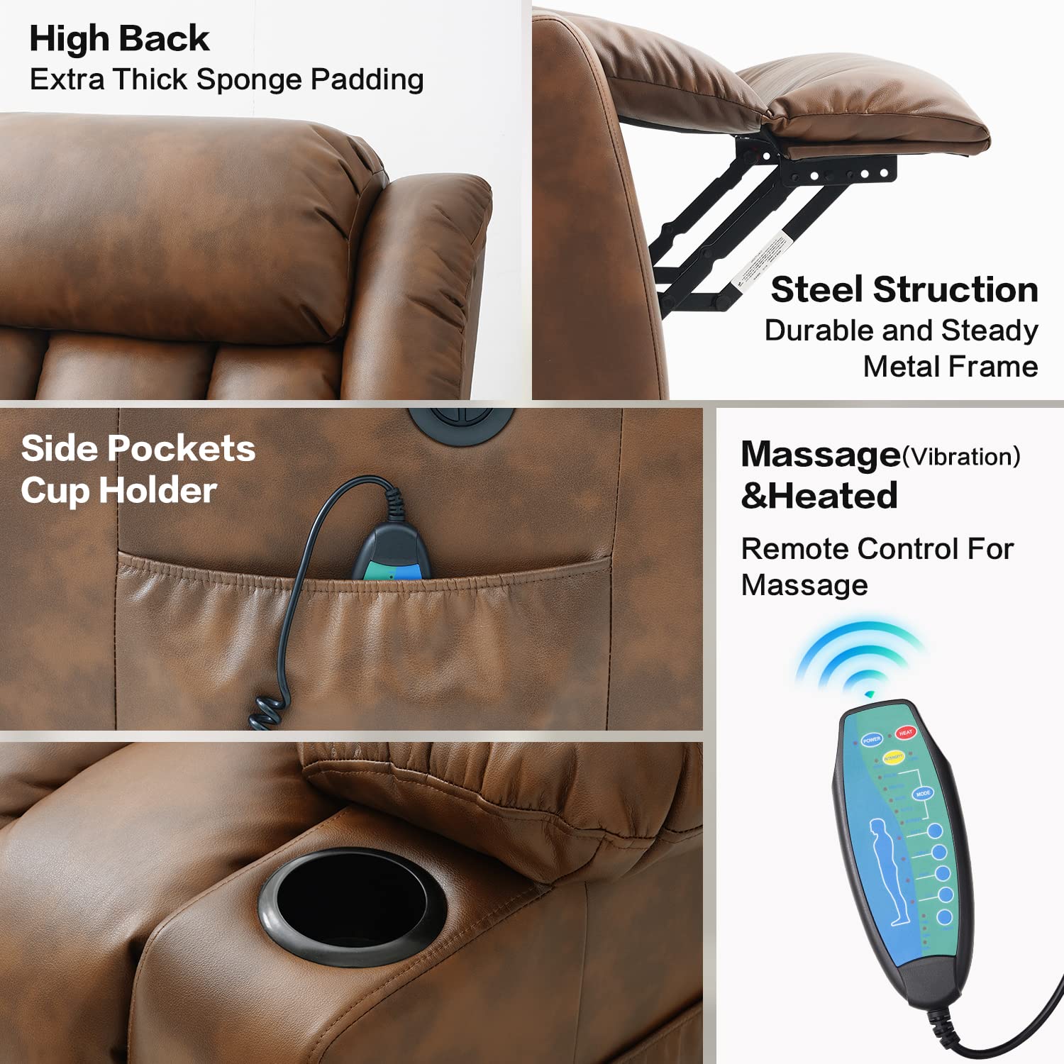 💥Clearance Sale🔥 Mcombo Electric lift Recliner sofa with massage and heating functions, 3 positions, 2 side pockets and cup holders, USB ports!