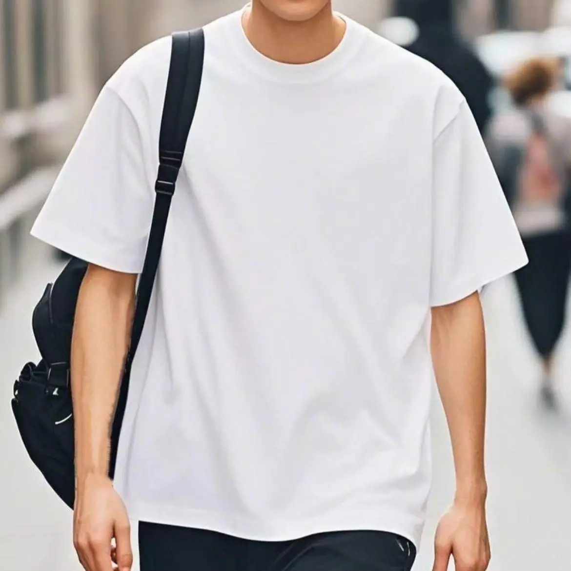 Unisex Oversized Heavyweight Pure Cotton T-Shirt, Reinforced Crew Neck Breathable Short Sleeve Plain Top for All-Season Casual Wear