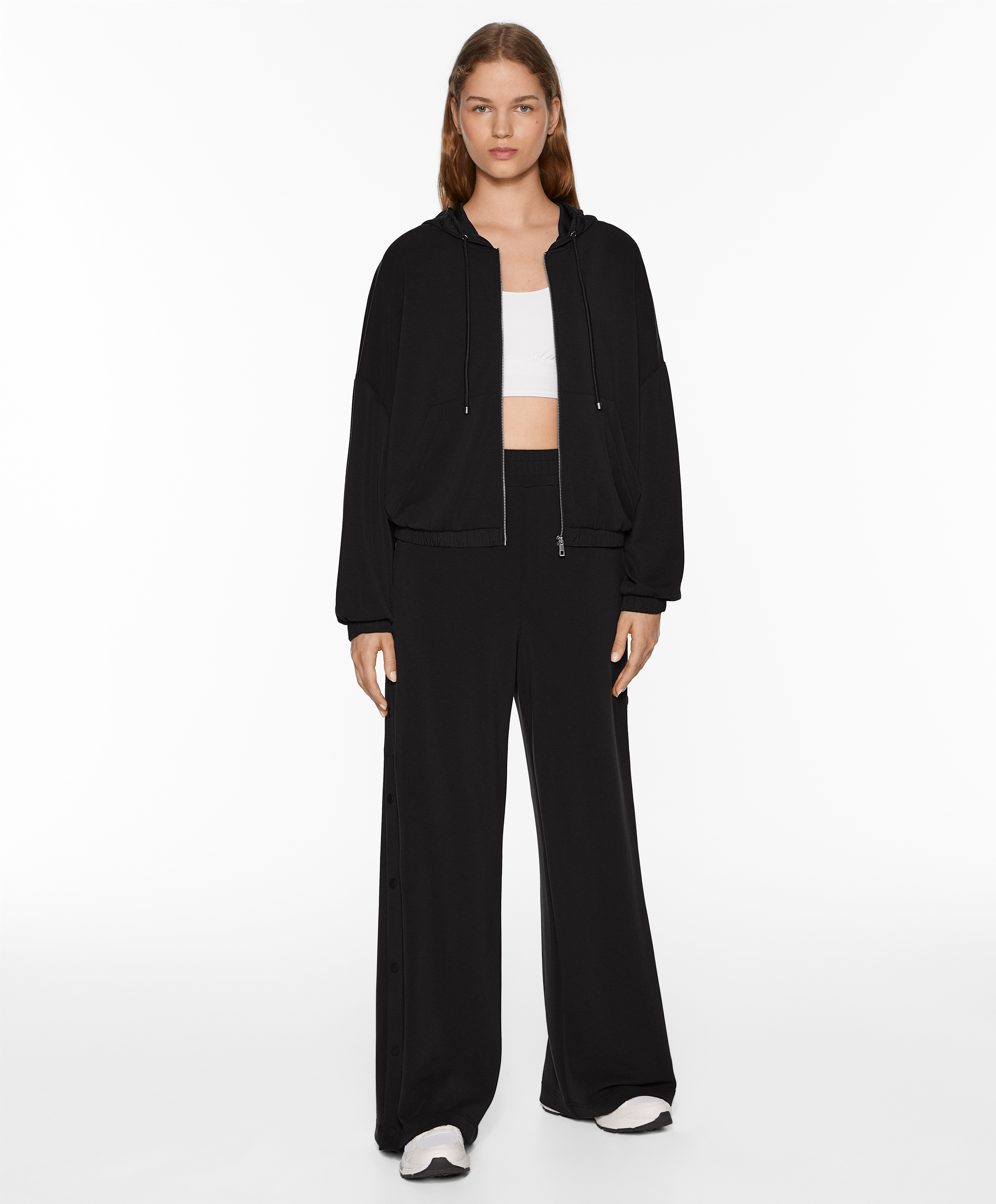 OYSHO Soft-touch wide, straight-leg trousers with modal and buttons