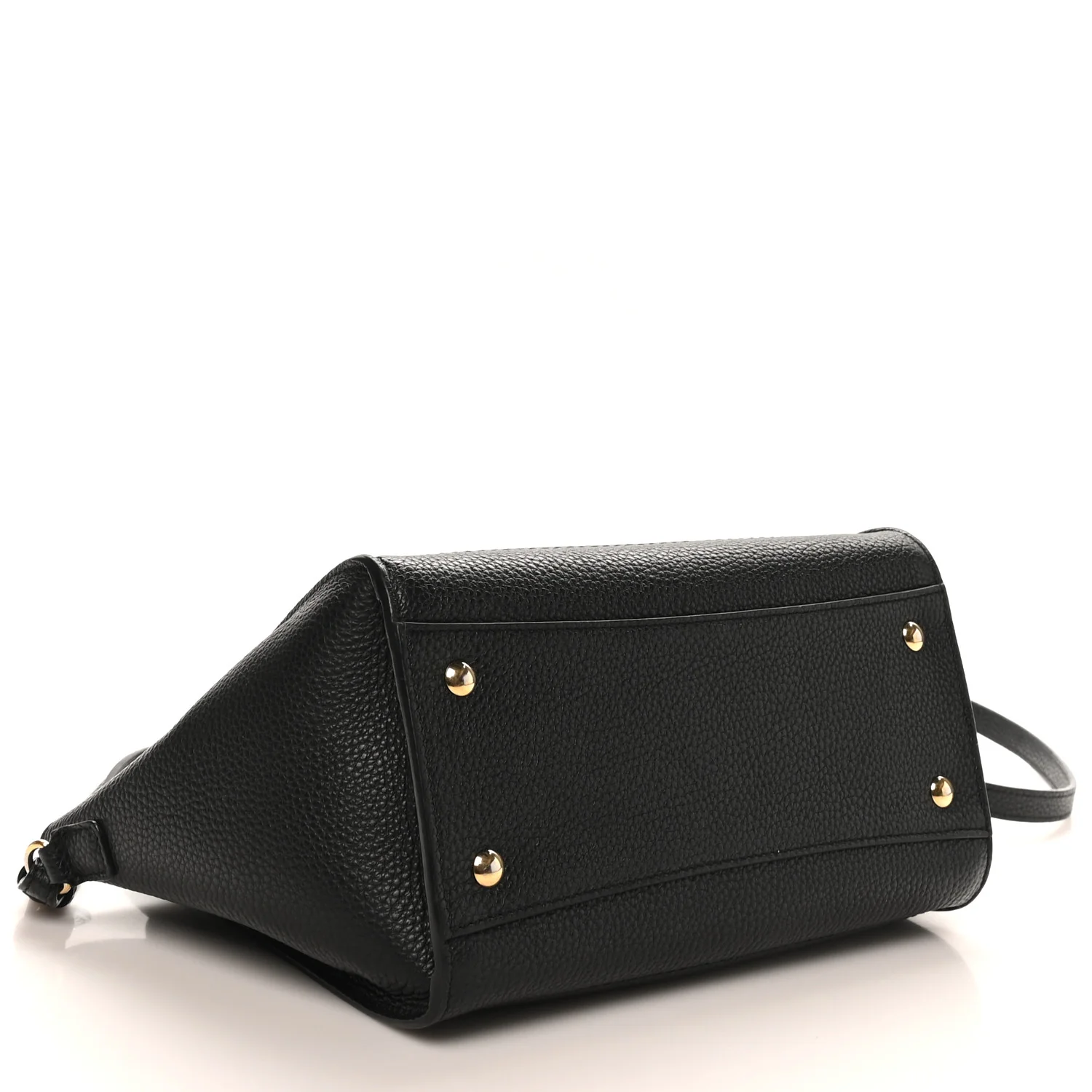 Hammered Calfskin Double Handle Small Amy Tote Black - Top Club