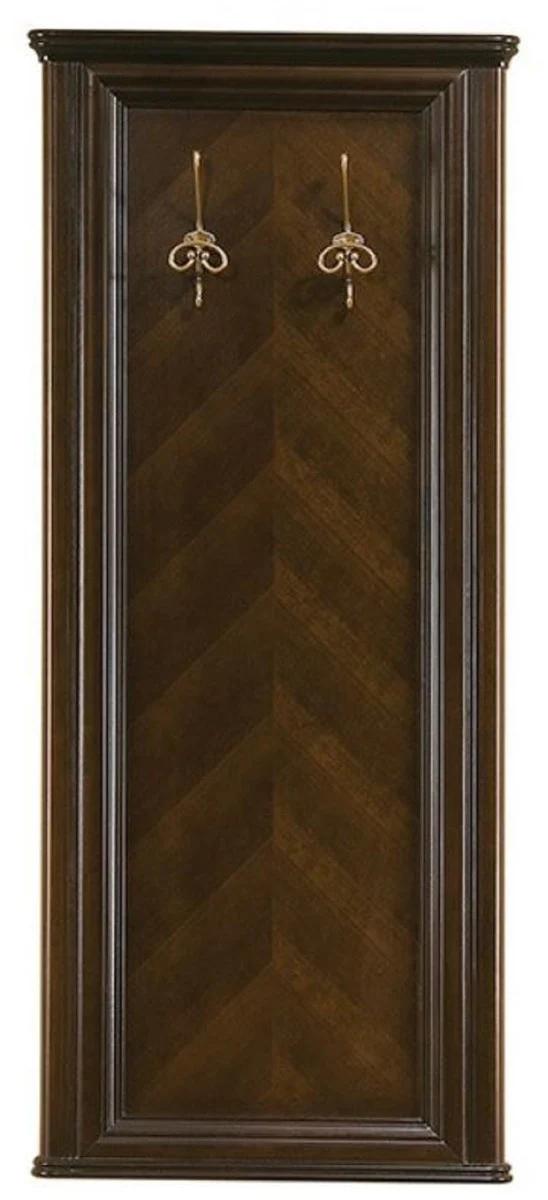 Luxury Art Nouveau wall coat rack dark brown 63.6 x 6.5 x H. 151 cm - Elegant solid wood wall coat rack with 2 coat hooks - Wardrobe furniture - Bedroom furniture - Hotel furniture