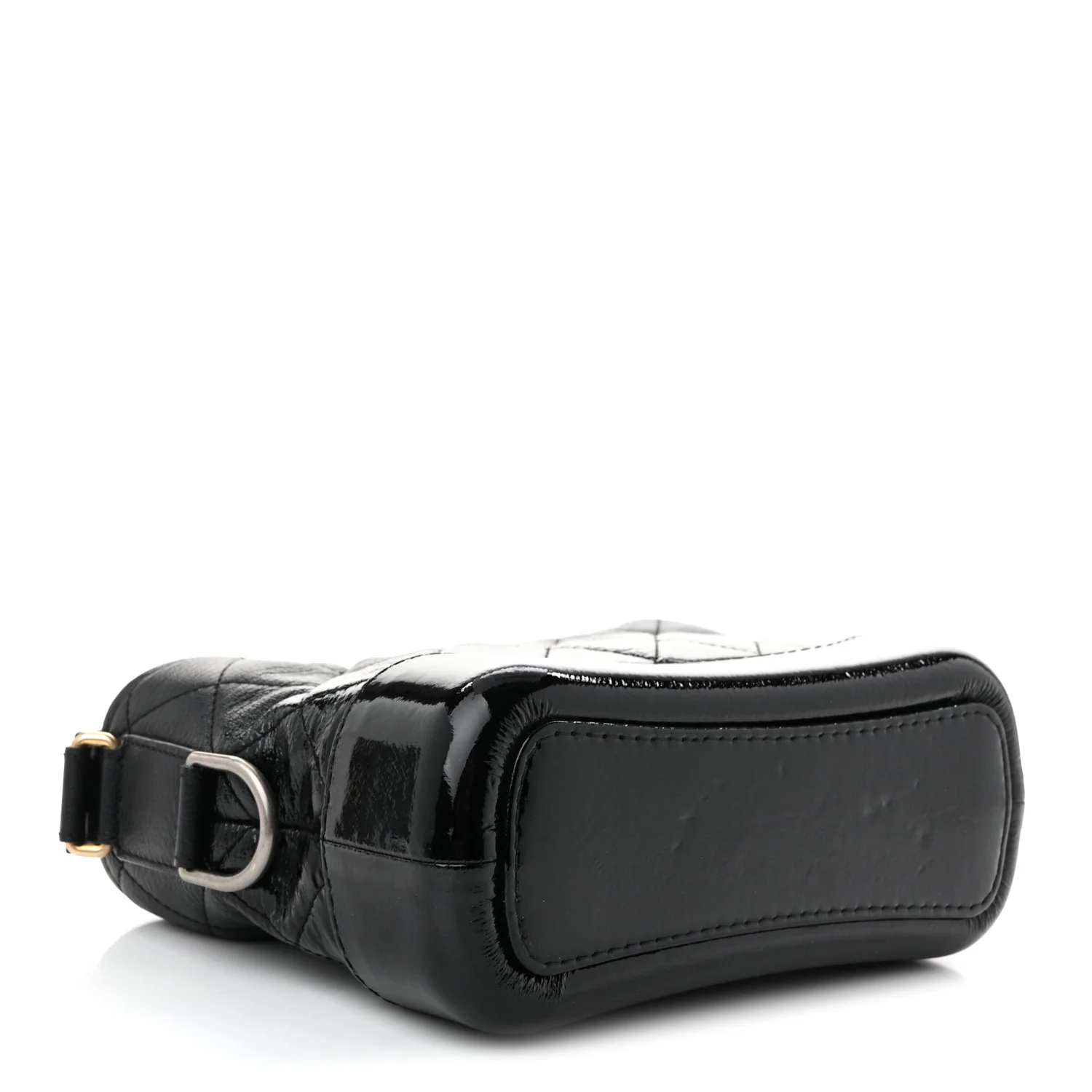 Patent Goatskin Quilted Small Gabrielle Hobo Black - Top Club