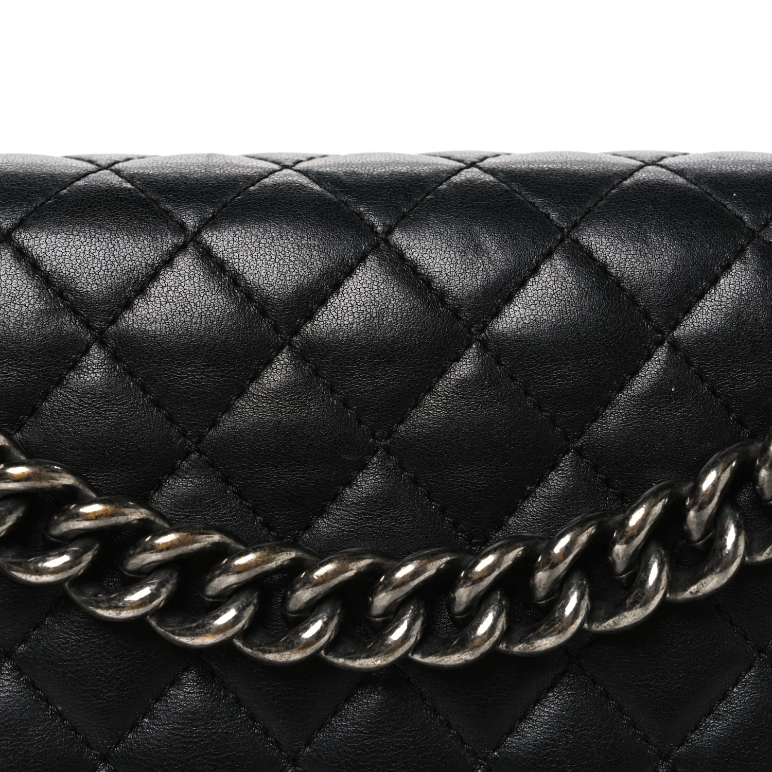 Lambskin Quilted Large Boy Flap Black - Top Club