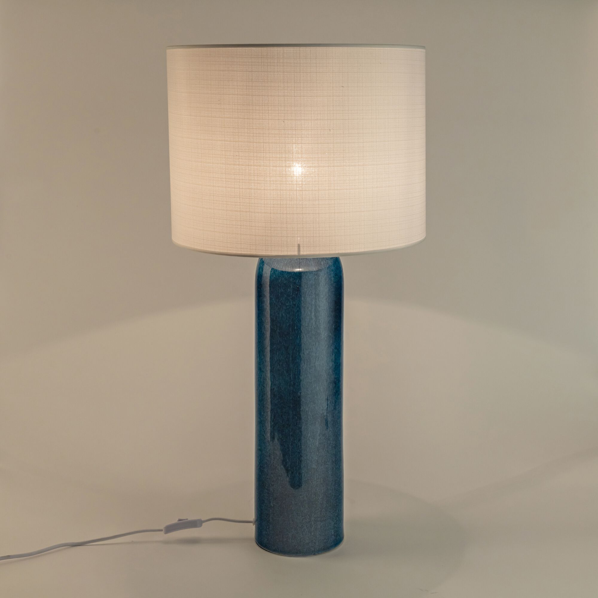 DENICE - Pied de lampe électrifié en grès D15cm - bleu