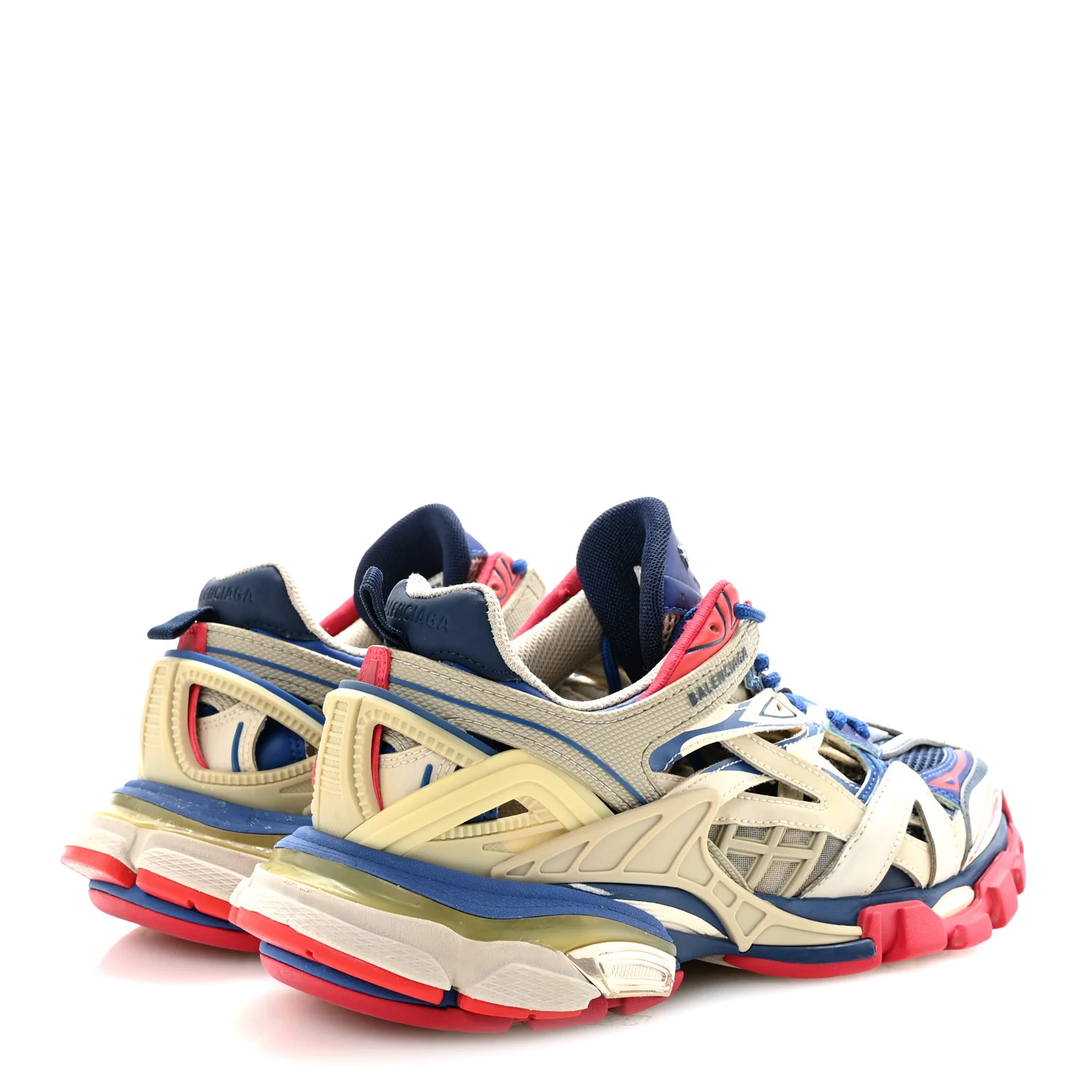 Rubber Mesh Bi-Color Womens Track.2 Open Sneakers 39 Beige Blue Red - Top Club