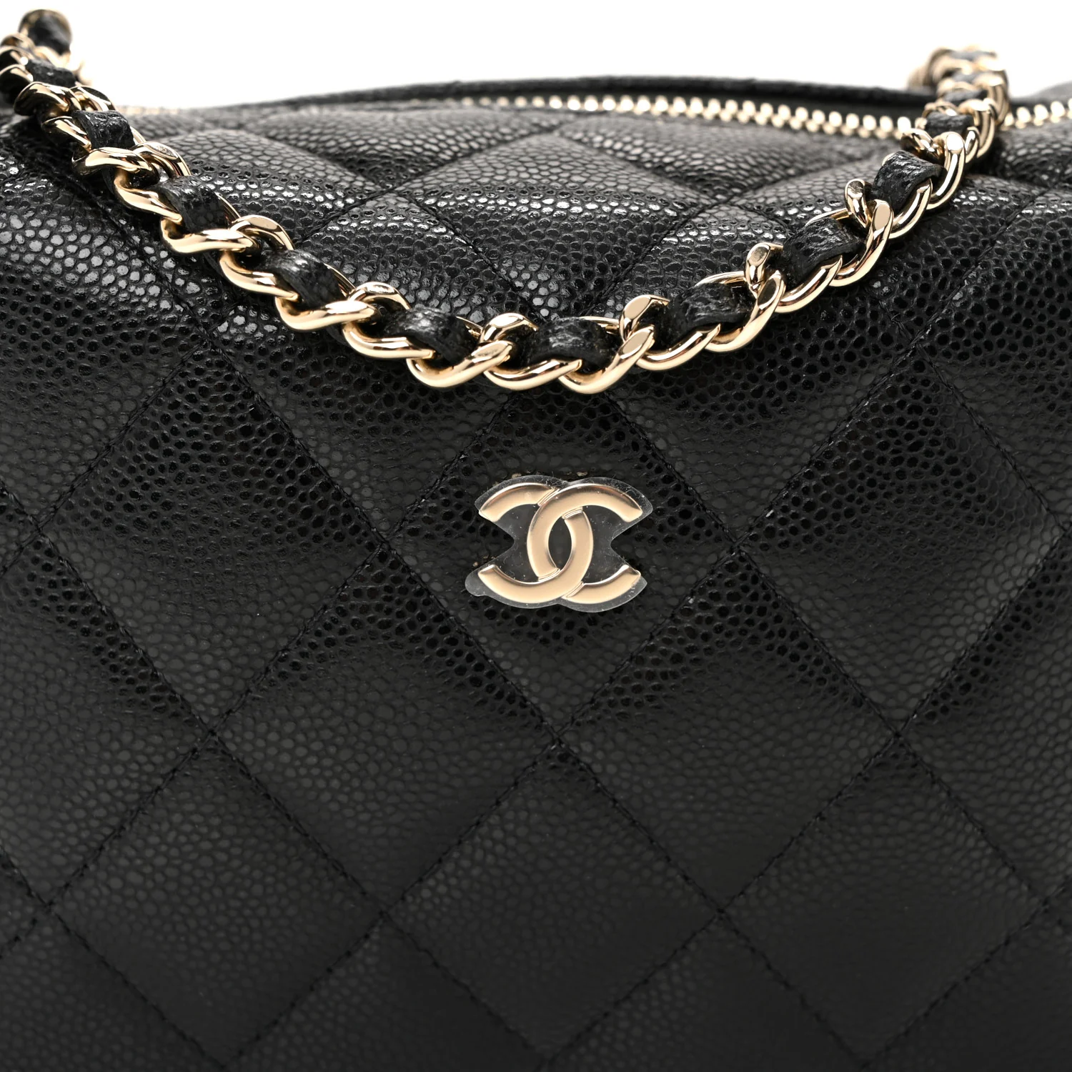 Caviar Quilted Hobo Clutch With Chain  Black - Top Club