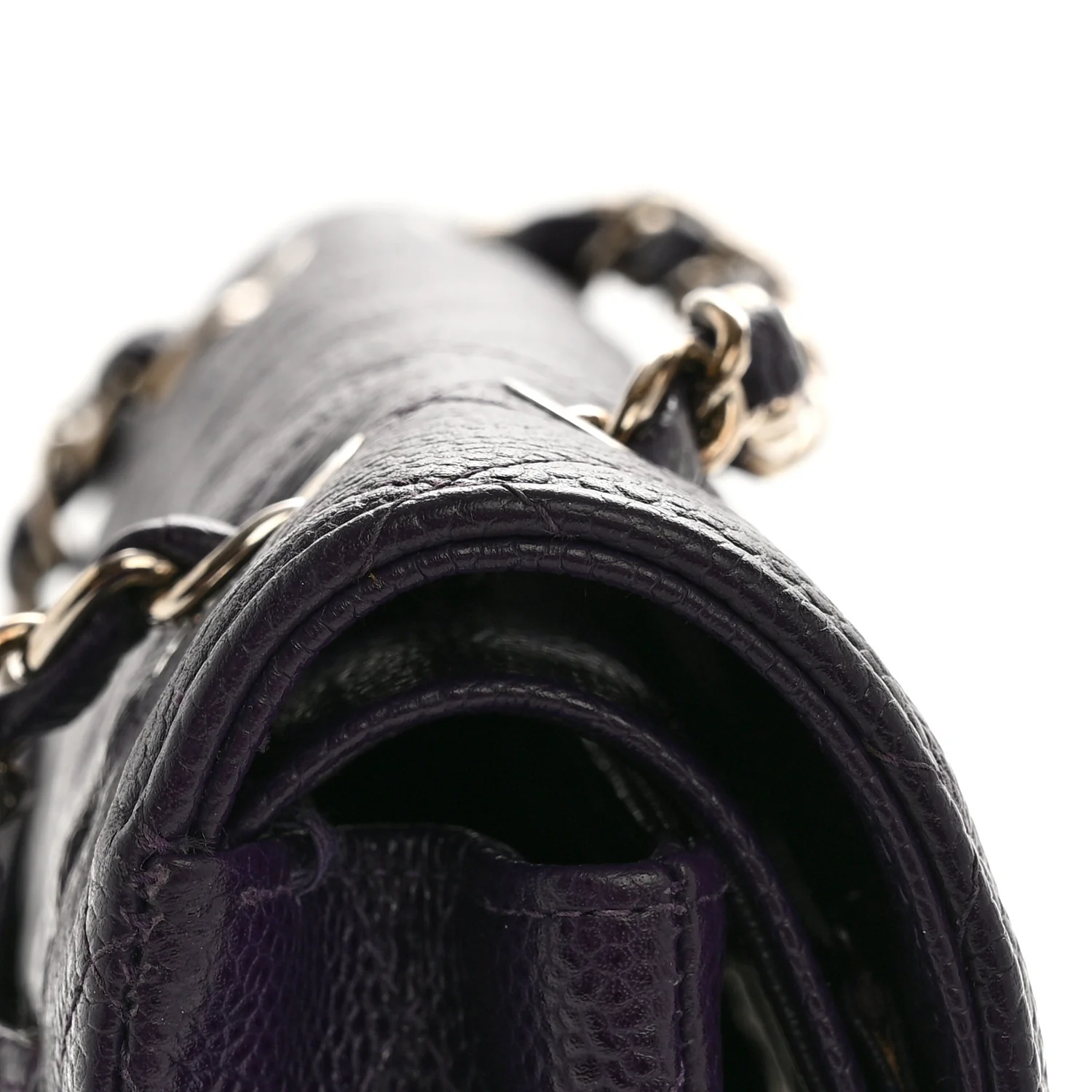 Caviar Quilted Small Double Flap Dark Purple - Top Club