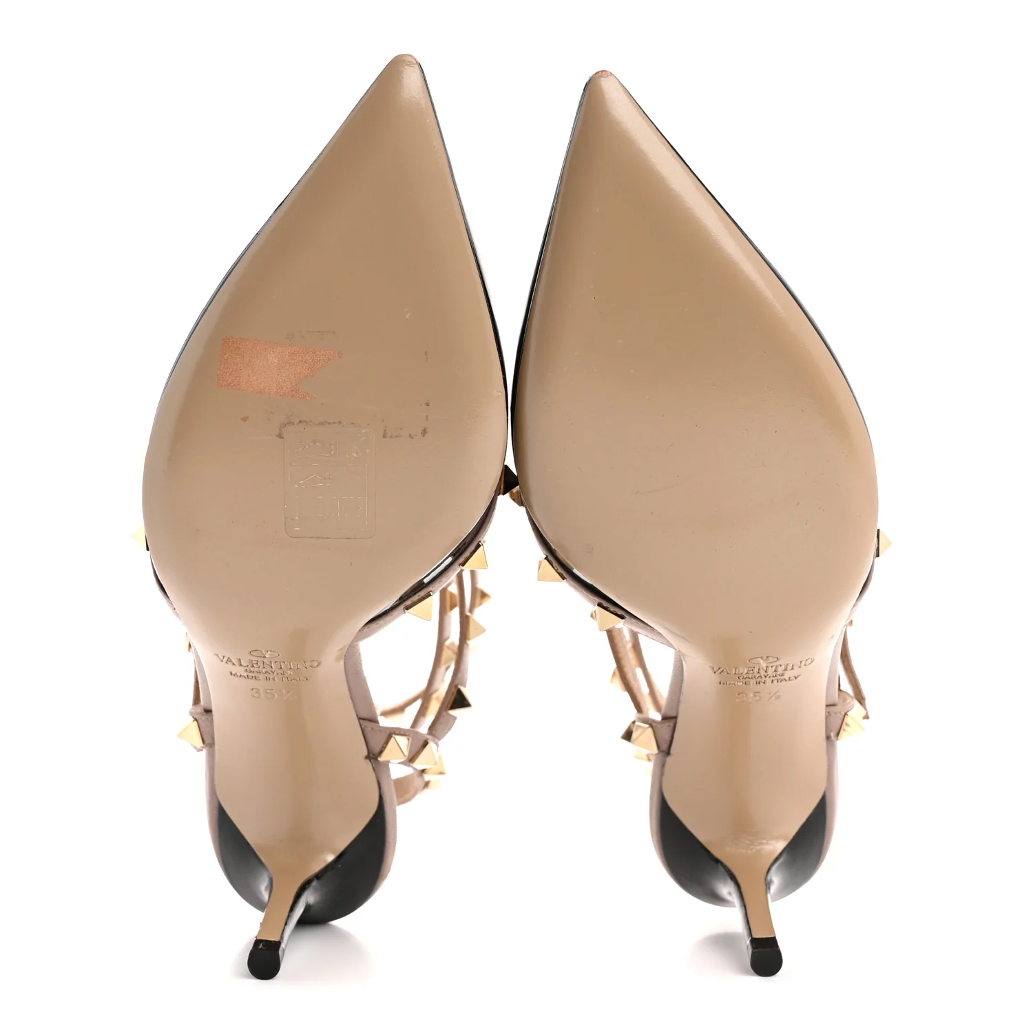 Patent Nappa Rockstud Ankle Strap 65mm Pumps 35.5 Black Poudre - Top Club