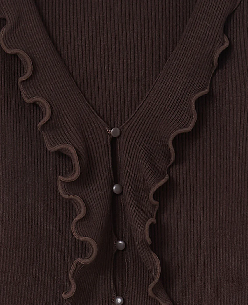 Pimkie Gilet maille côtelée avec volants et bords ondulés