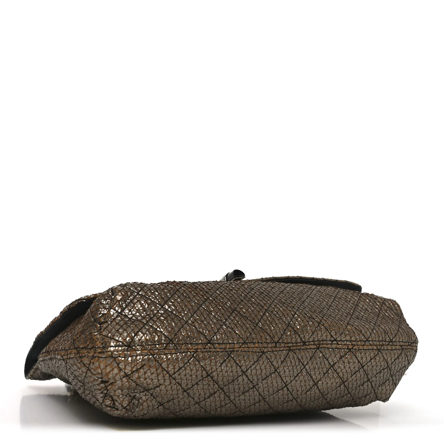 Crackled Metallic Lame Quilted Happy Partage Bag Gold - Top Club