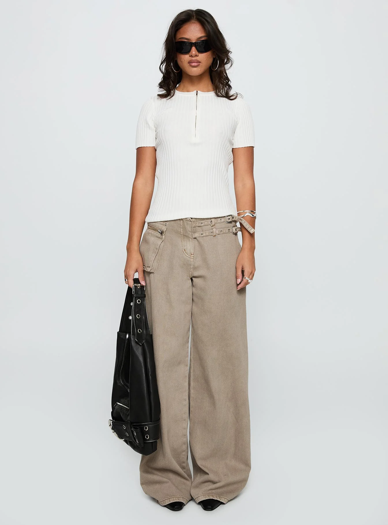 Hold The Line Zip Through Top White