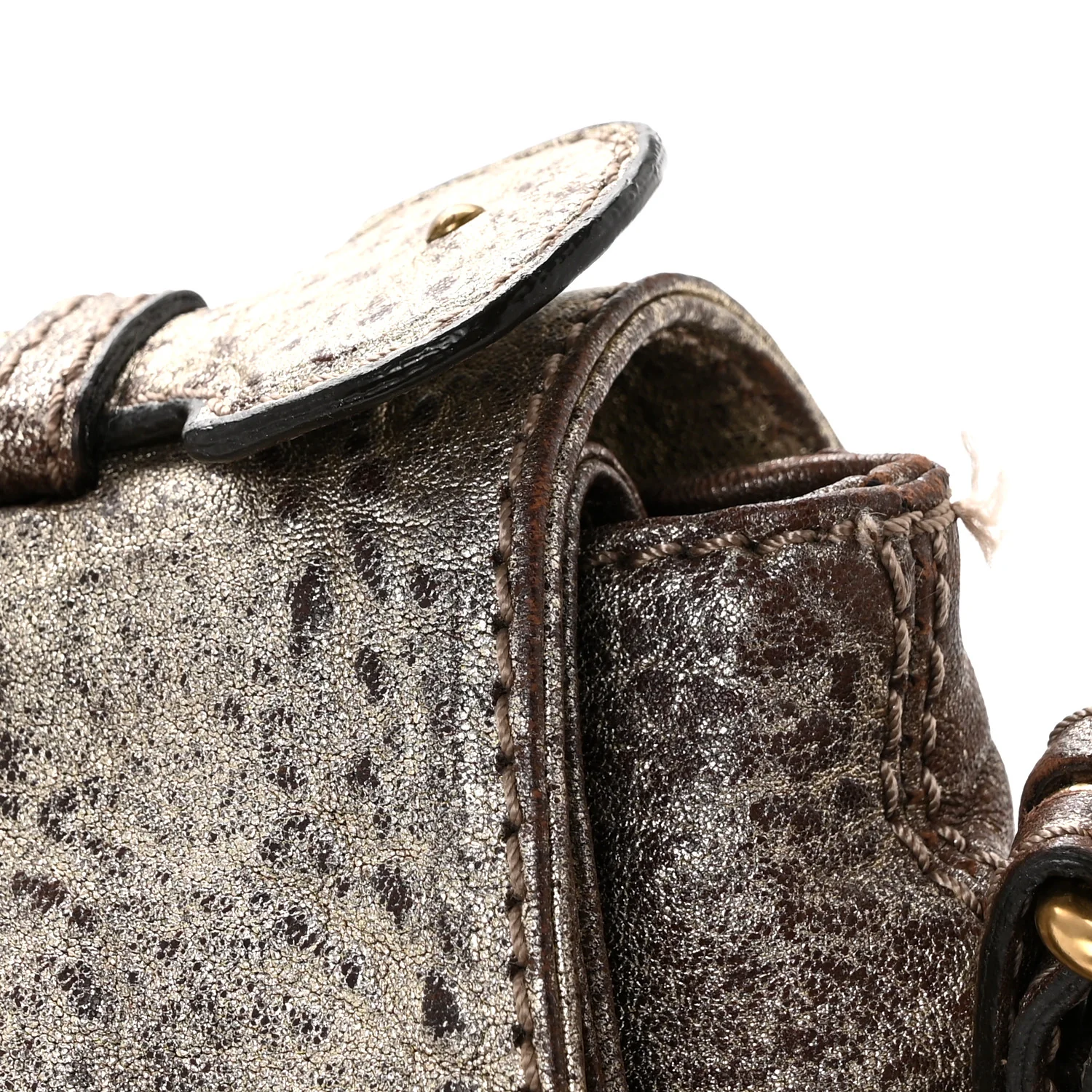 Metallic Pebbled Lambskin Paddington Satchel Grey - Top Club