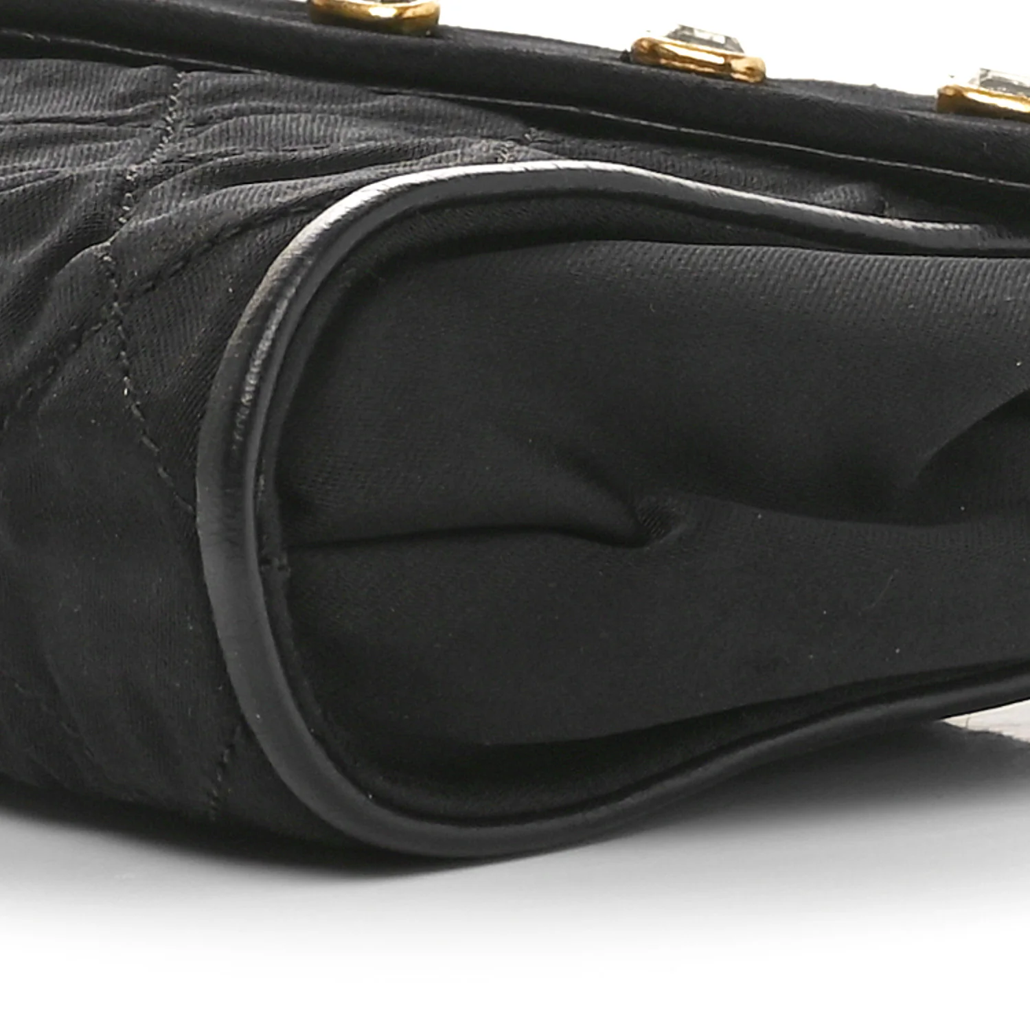 Fabric Quilted Crystal Envelope Small Flap Black - Top Club