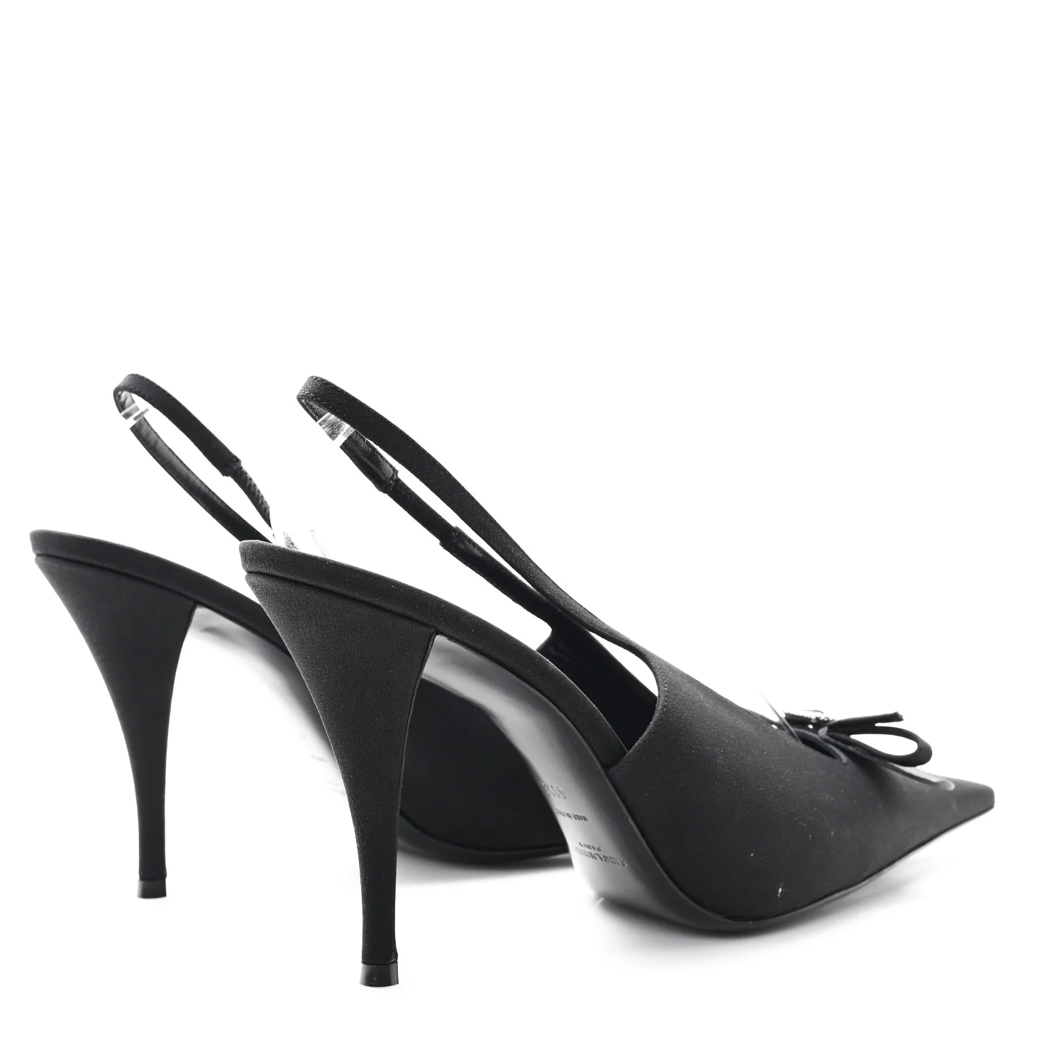 Crepe De Chine Crystal Bow Slingback Pumps 41.5 Black - Top Club