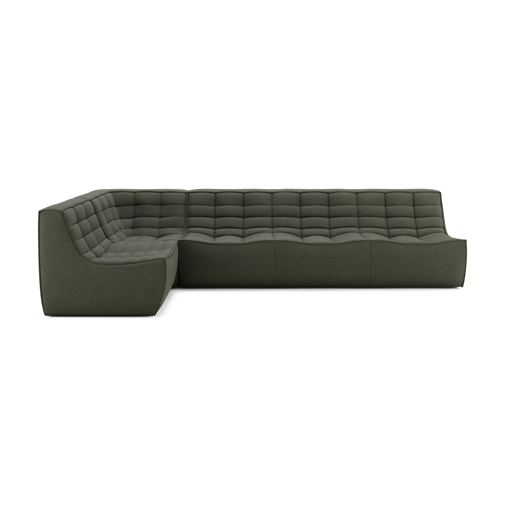 Modulaire bank N701 moss green set 1+3 seat, 90° recht hoek