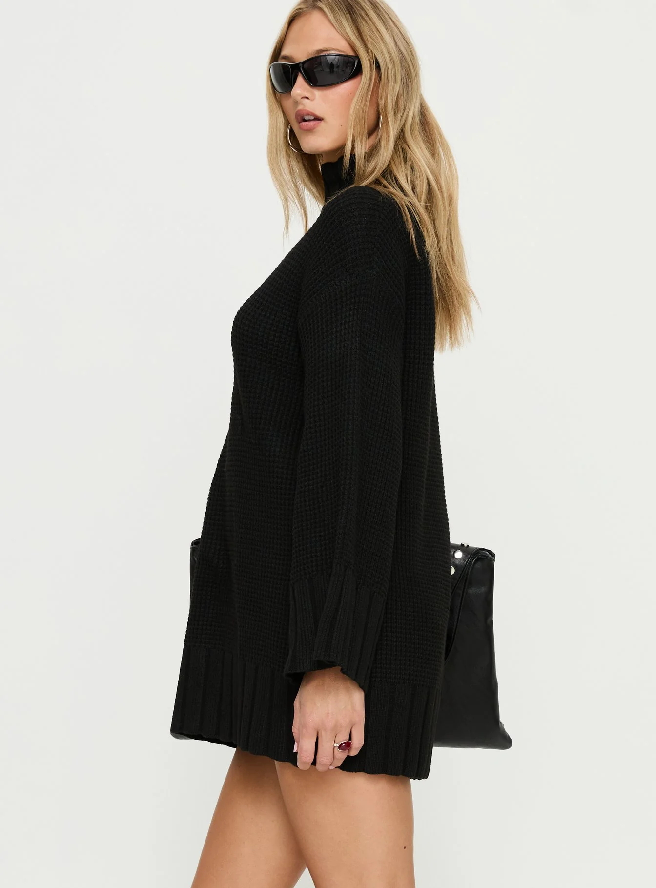 Tarin Long Sleeve Knit Mini Dress Black