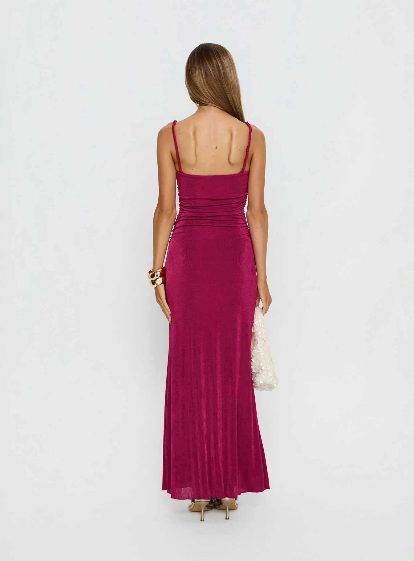 Lavonne Ruched Maxi Dress Plum