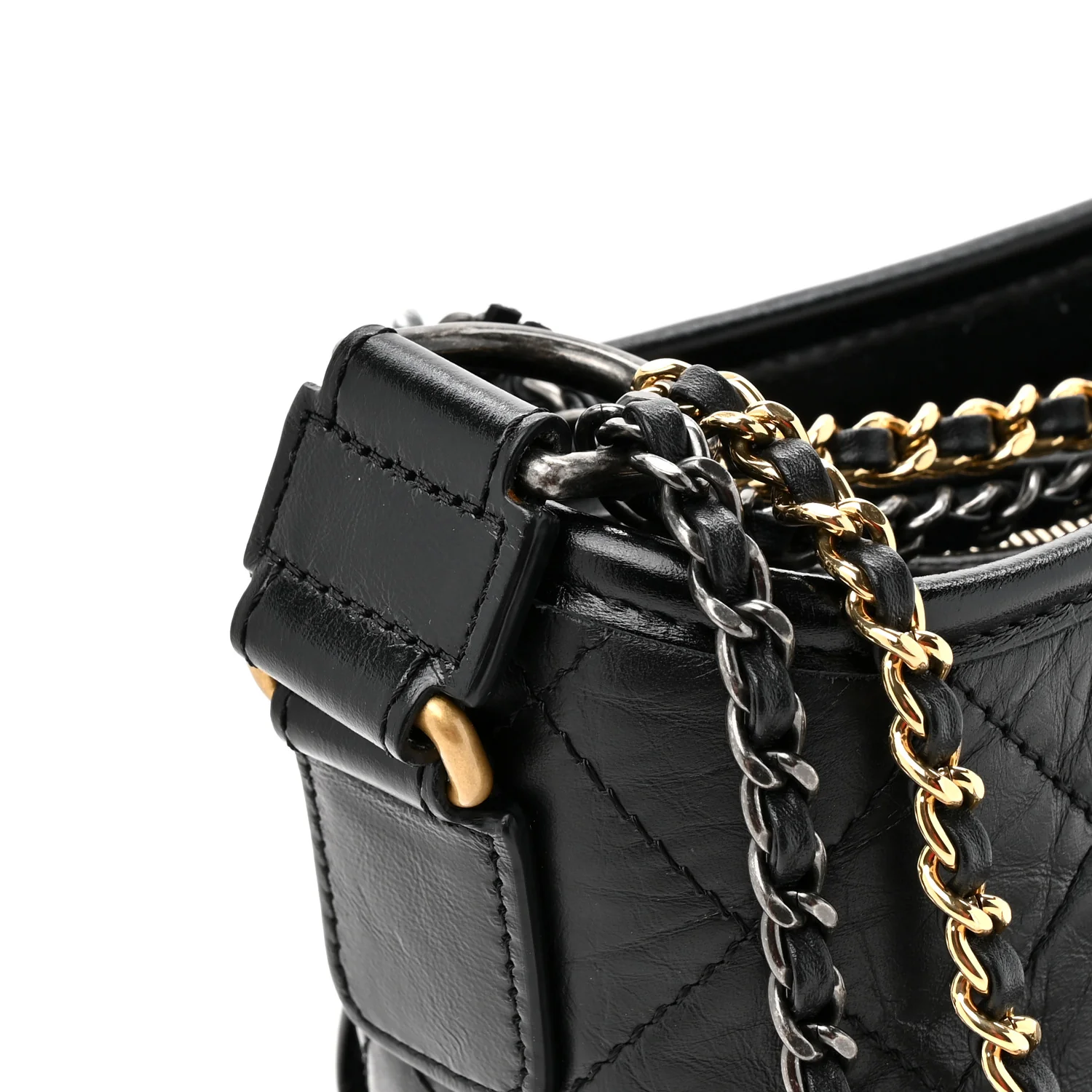 Aged Calfskin Quilted Small Gabrielle Hobo Black - Top Club
