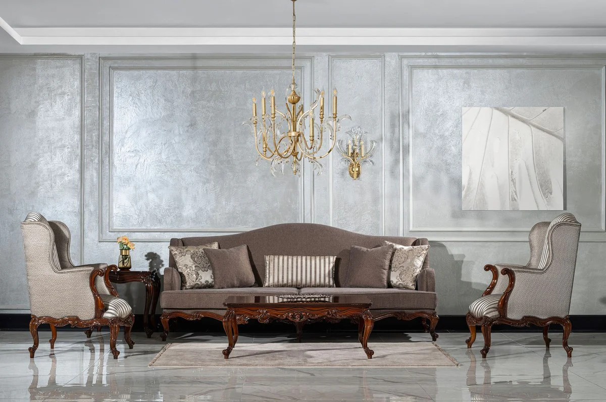 Luxury Baroque Coffee Table Brown - Handcrafted Solid Wood Living Room Table in Baroque Style - Living Room Furniture in Baroque Style - Baroque Furniture - Noble & Magnificent