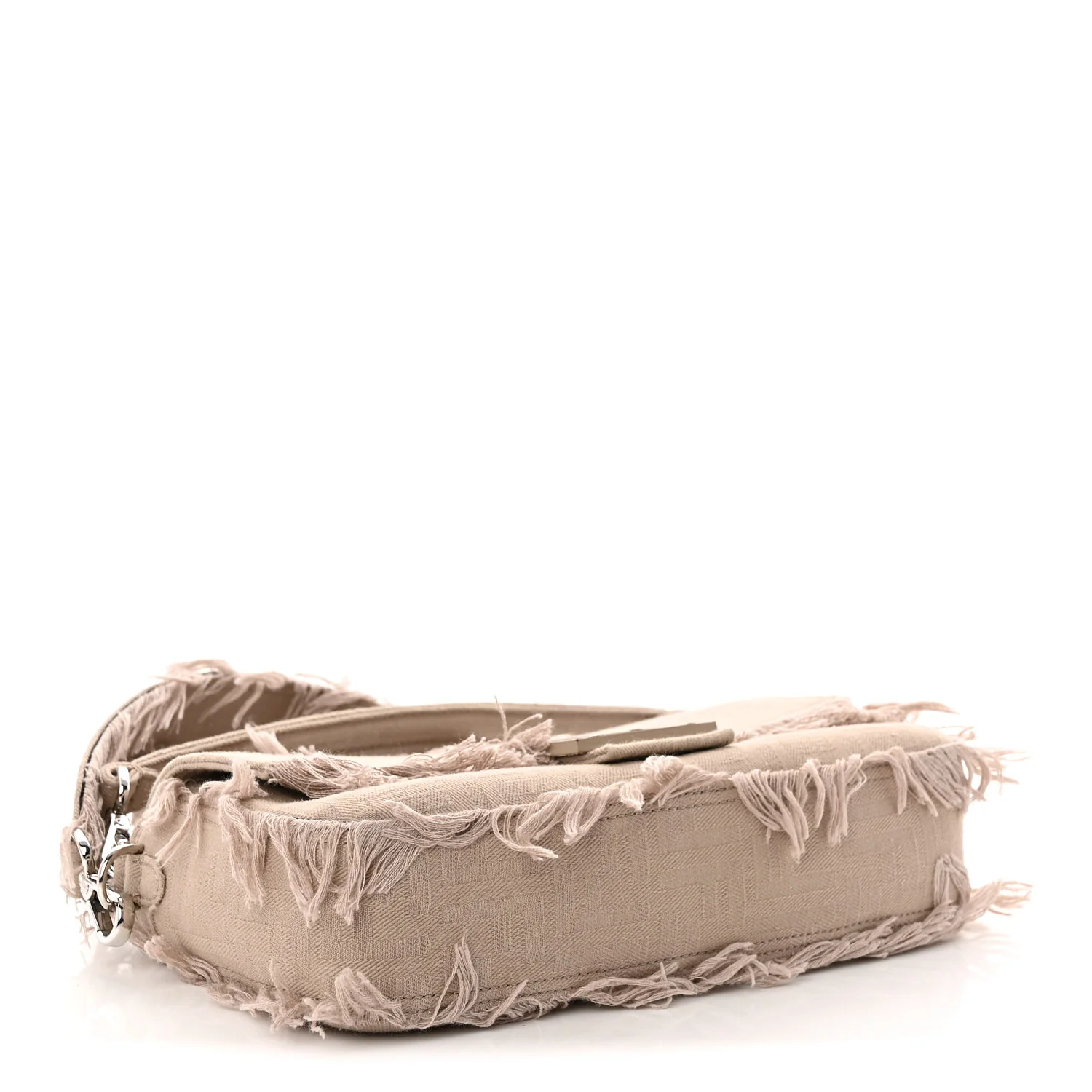 Nylon Fabric Jacquard FF Fringed Baguette Cuoio Pietra - Top Club