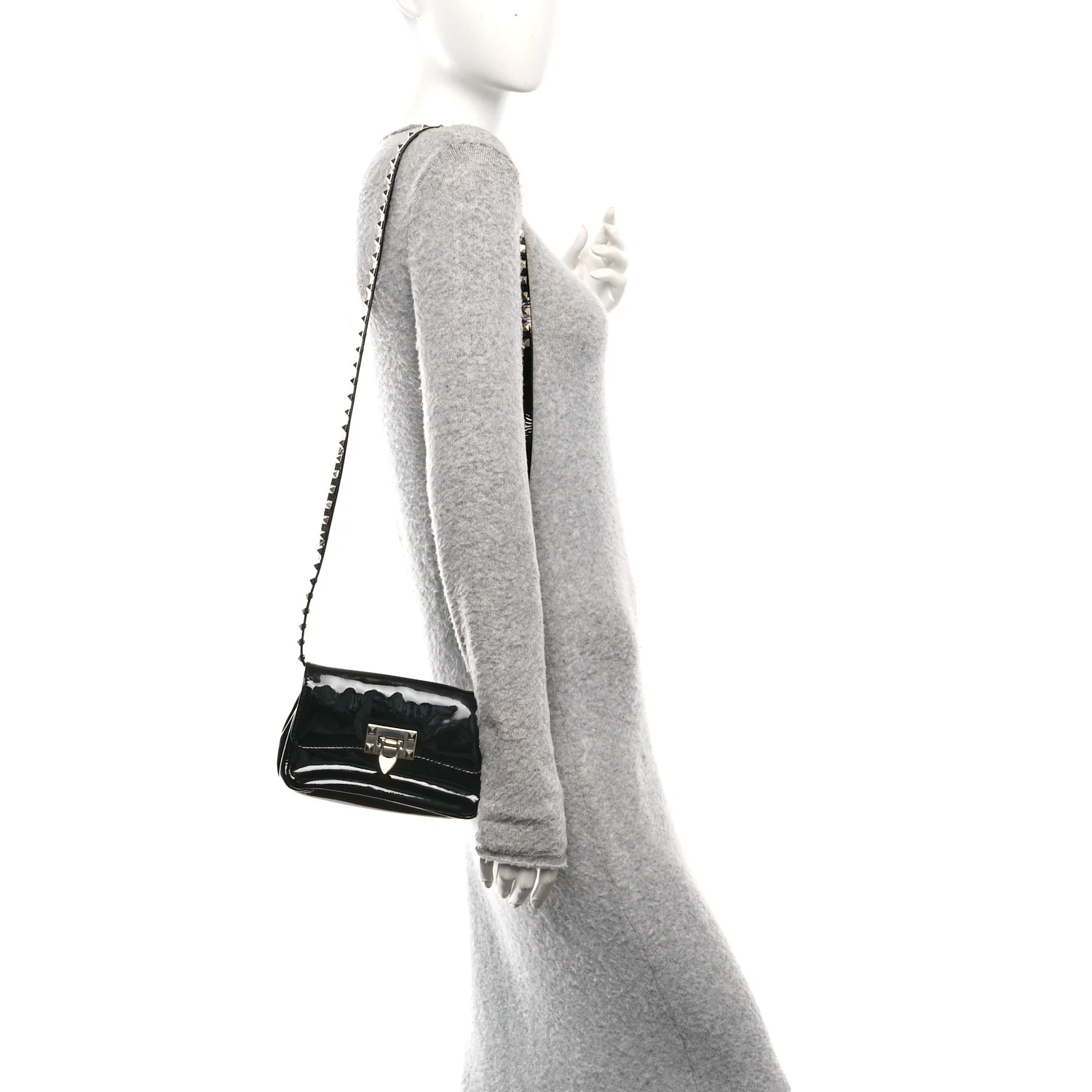 Patent Rockstud Flip Lock Flap Black
