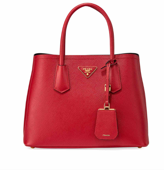 PP Small Saffiano Leather Double PP Bag in Black - Top Club