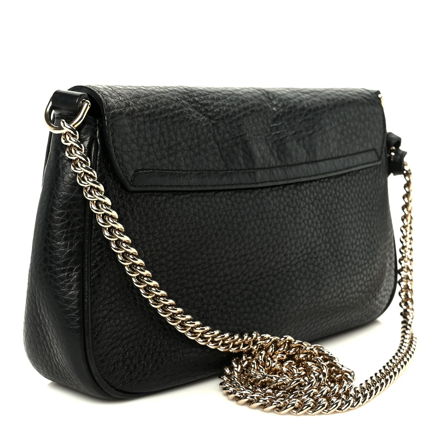 Pebbled Calfskin Medium Soho Flap Crossbody Black - Top Club