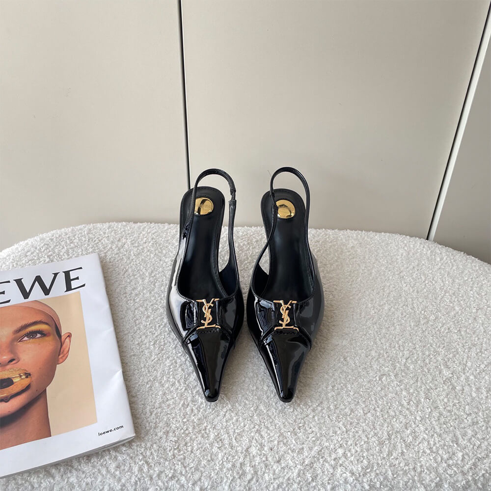 YSL Babylone Breteuil Slingback Pumps in Patent Leather - Top Club
