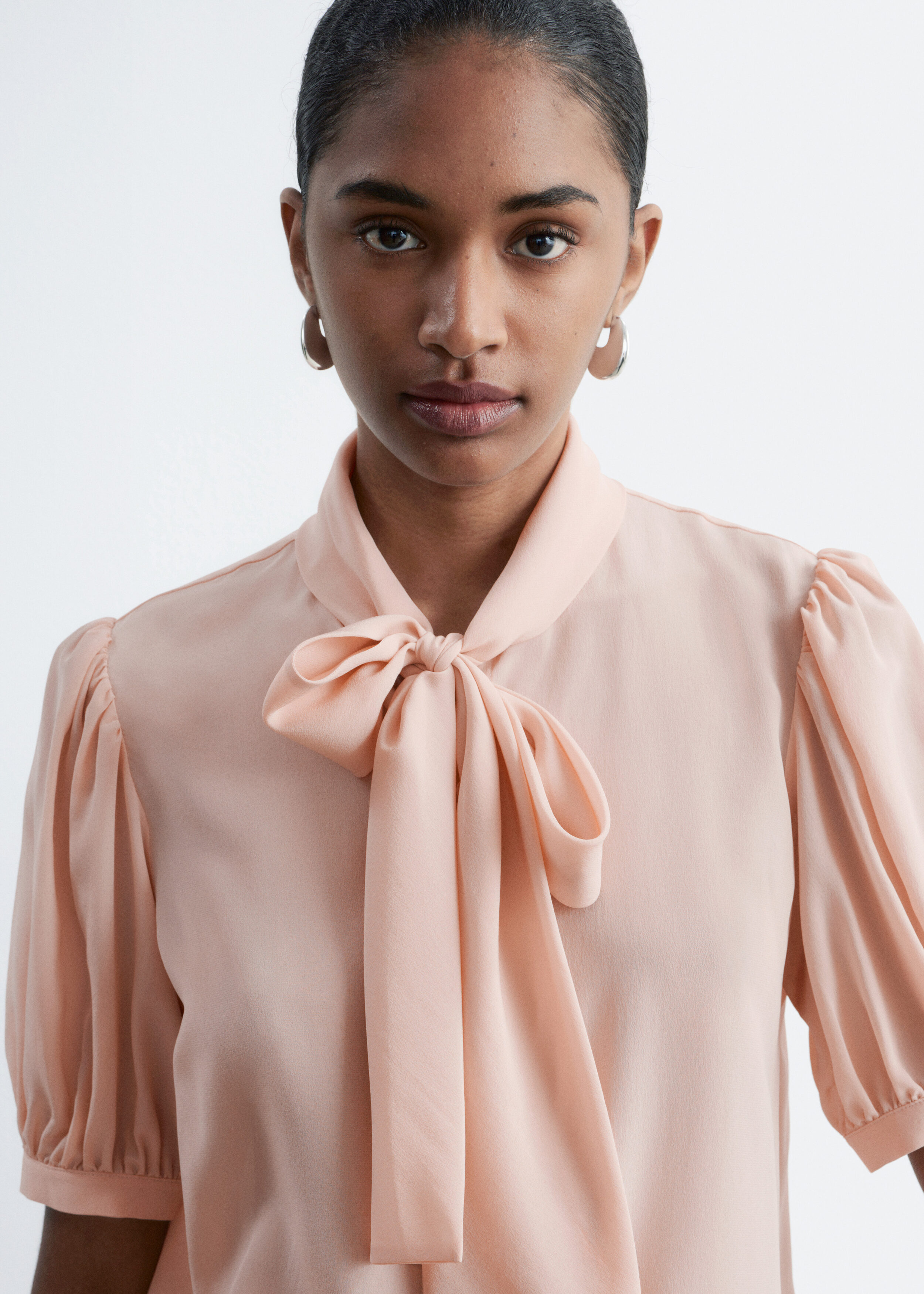 & Other Stories PRINTED TIE-NECK SILK BLOUSE