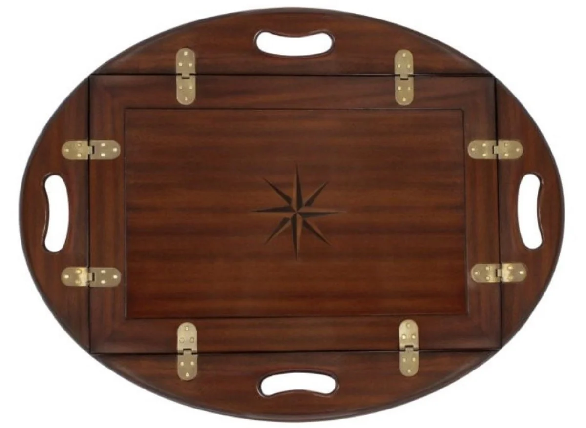 Luxury coffee table / tray dark brown 87 x 66 x H. 42 cm - Oval mahogany living room table - Serving table - Luxury furniture