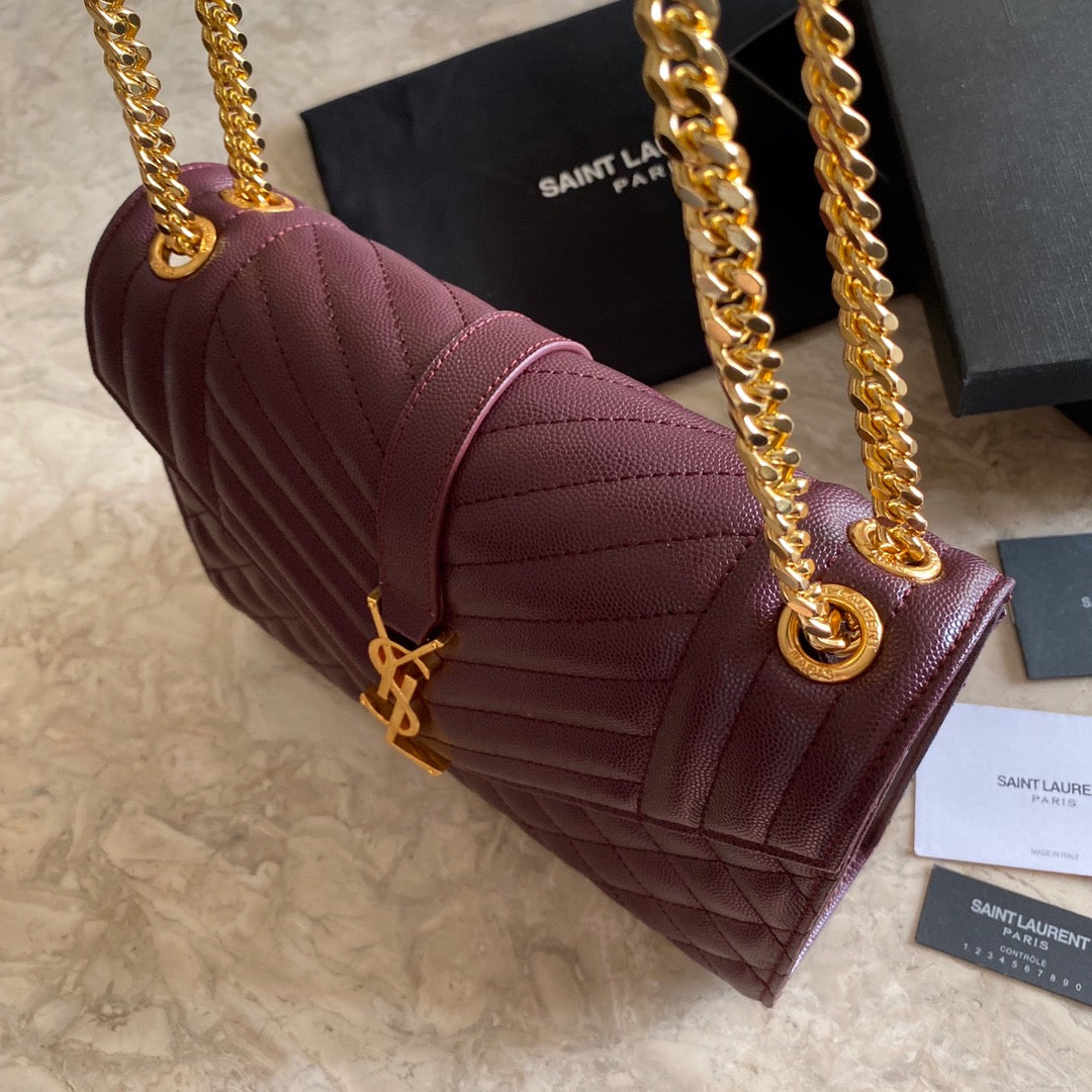 Y  Envelope Medium Bag In Mix Matelasse Grain  De Poudre Embossed Leather - Top Club