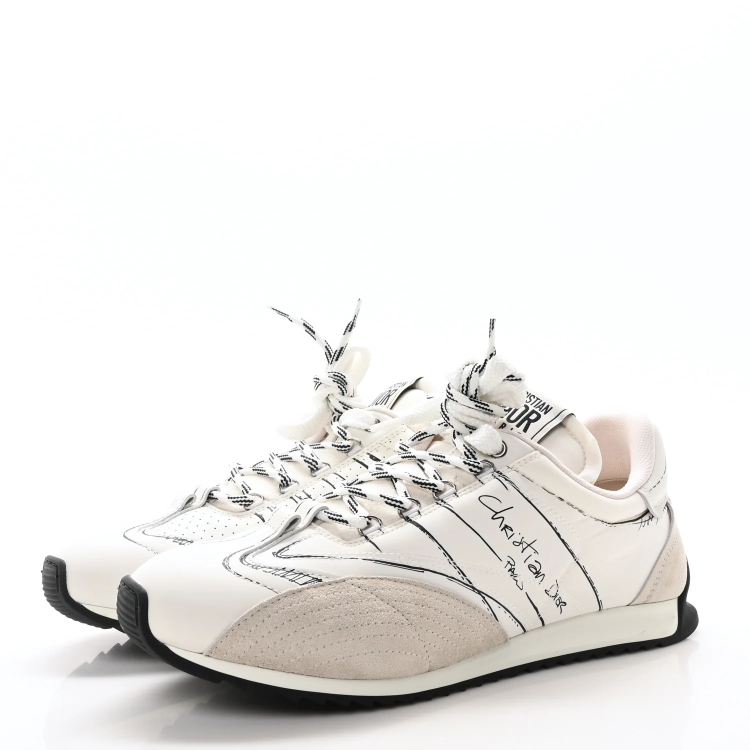 Calfskin Nylon Womens D-Sketch Sneakers 41 White - Top Club