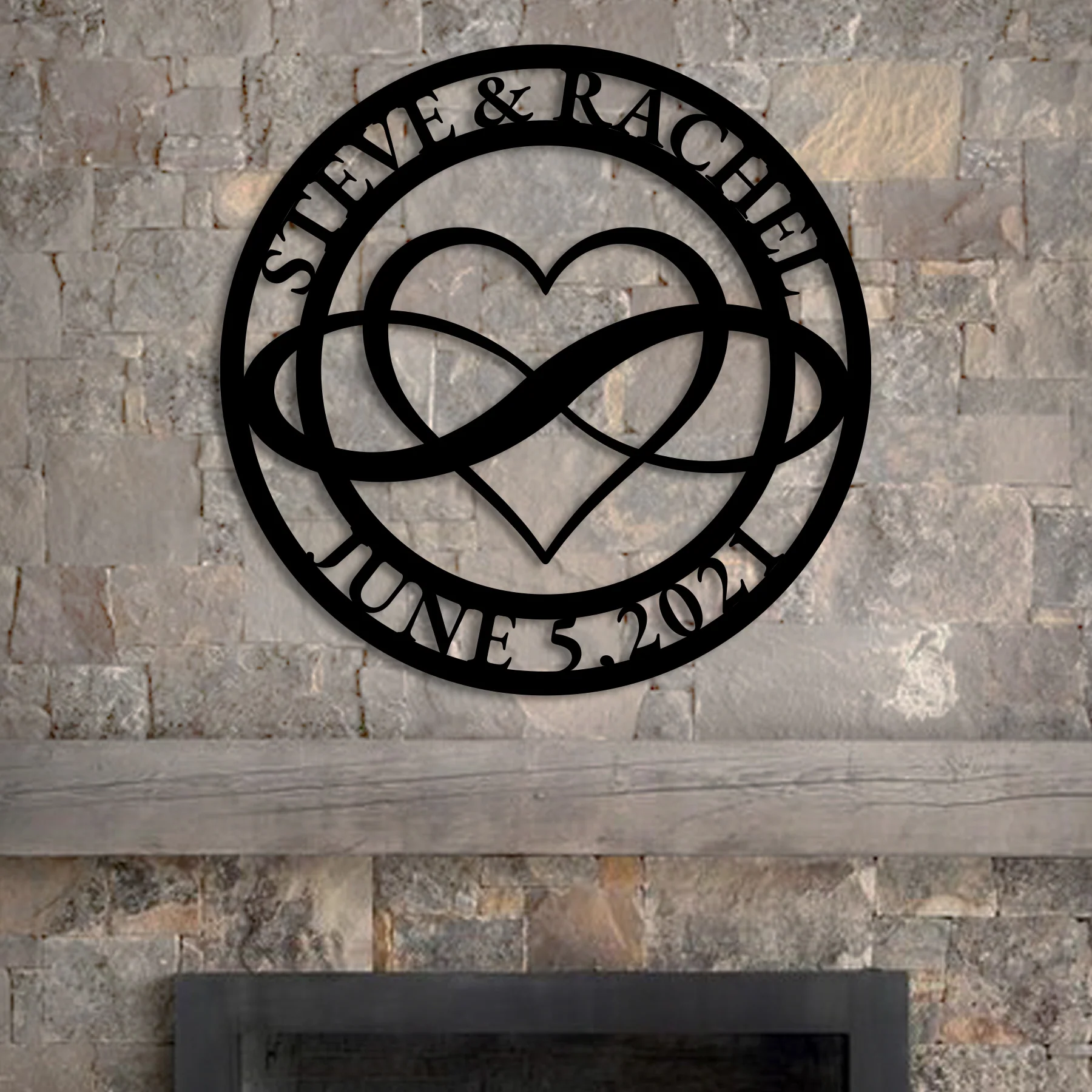Custom Couple Infinity Heart Metal Art - Alvarez Pro Painting LLC
