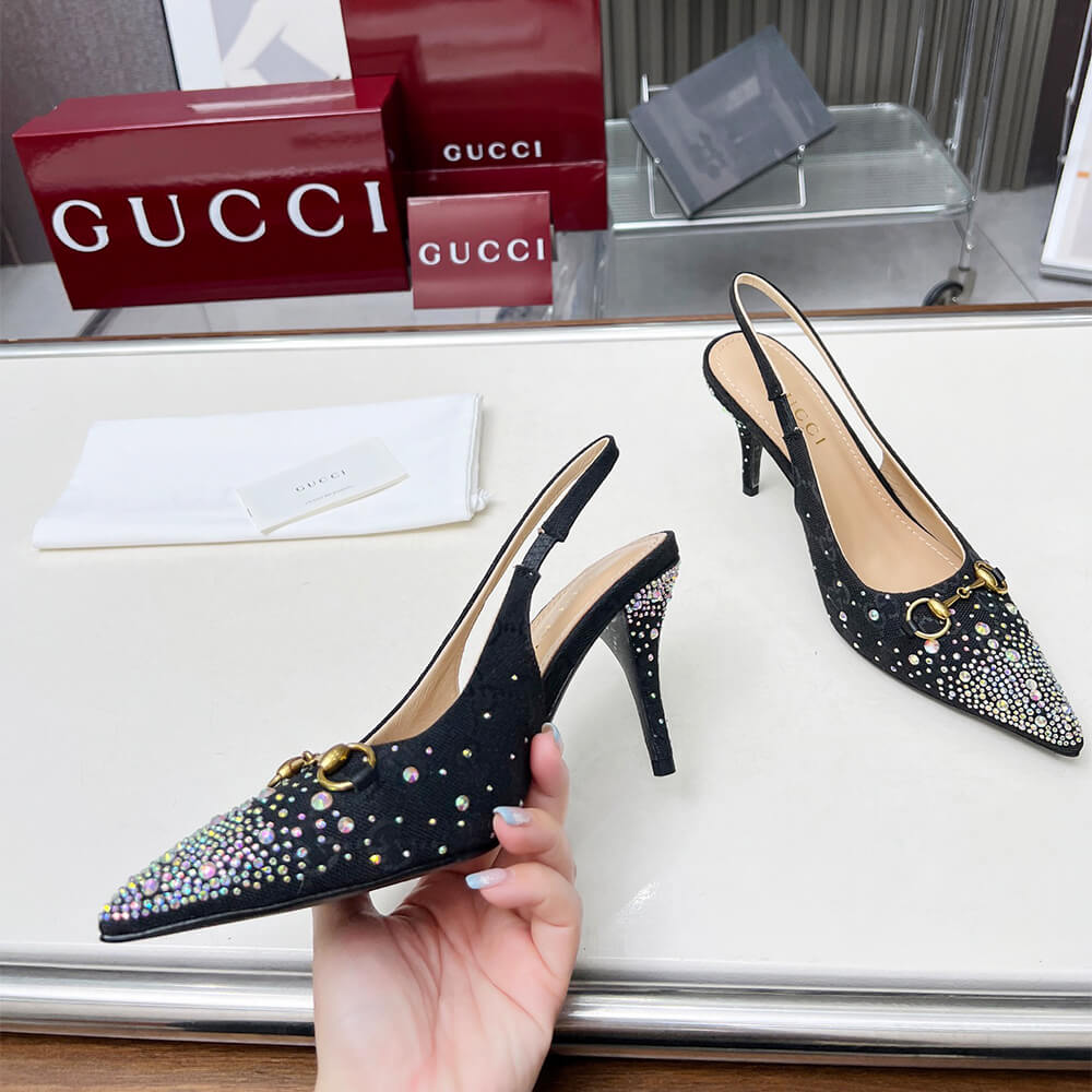 Gucci Women s slingback pump with crystal Horsebit - Top Club